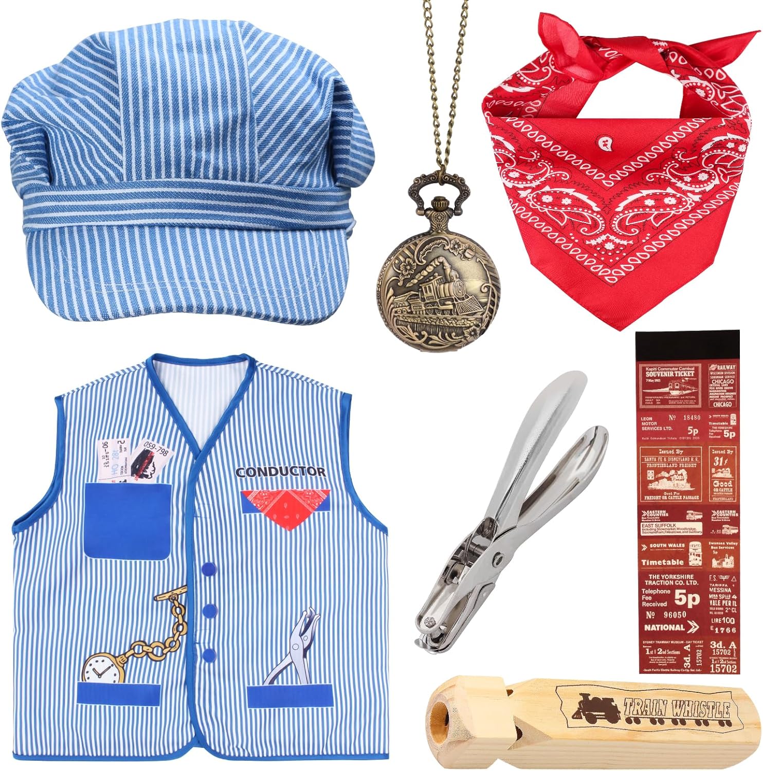 Kyson Kids Train Conductor Costume Set-Train Engineer Dress Up Kit for Train Theme Party Halloween Dress Up Career Day