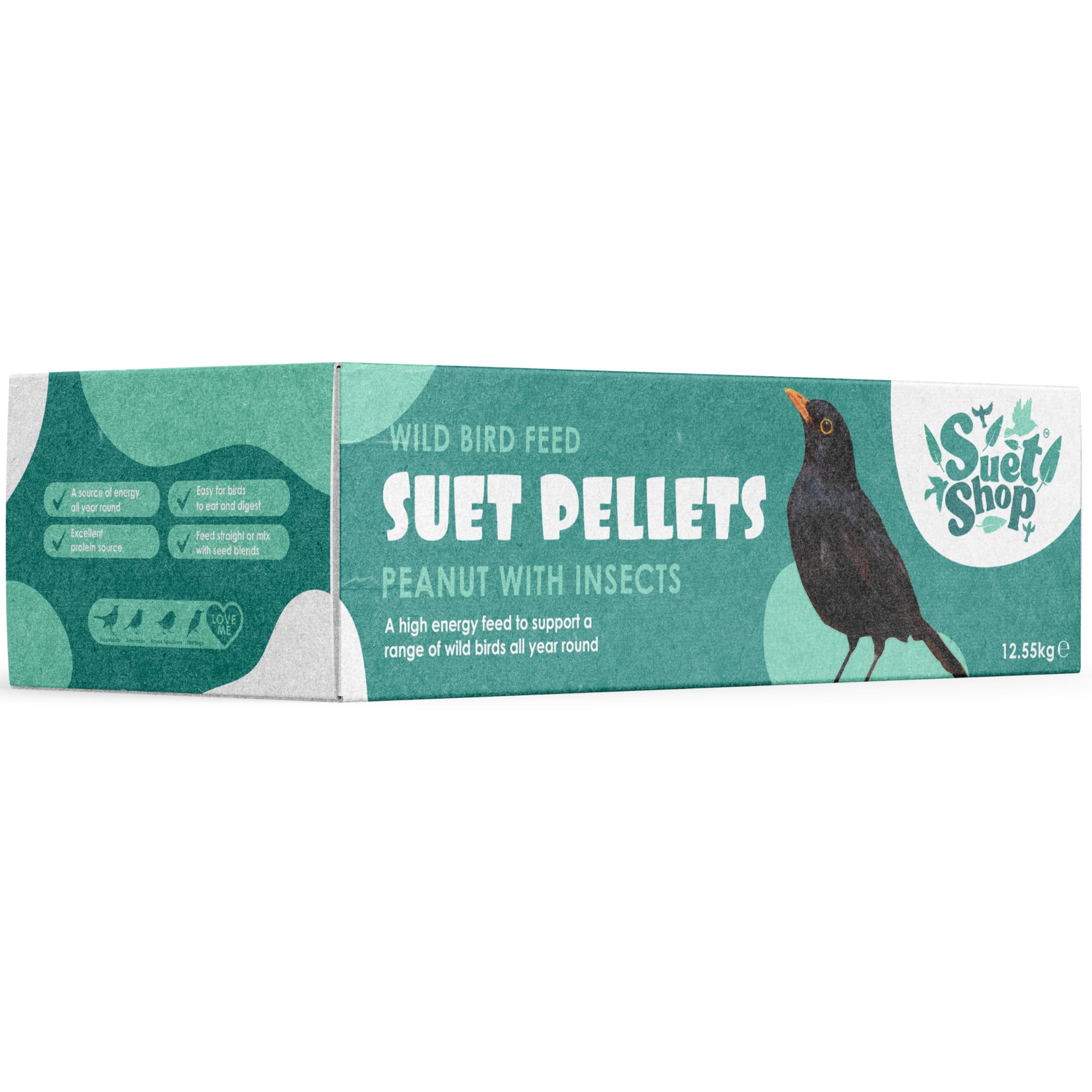 Suet Shop - Peanut & Mealworm Suet Pellets, 3kg Resealable Tub - Wild Bird Food Enriched with Human Grade Beef Tallow, High in Energy & Protein - All-Season Bird Feed - Manufactured In The UK — view 11