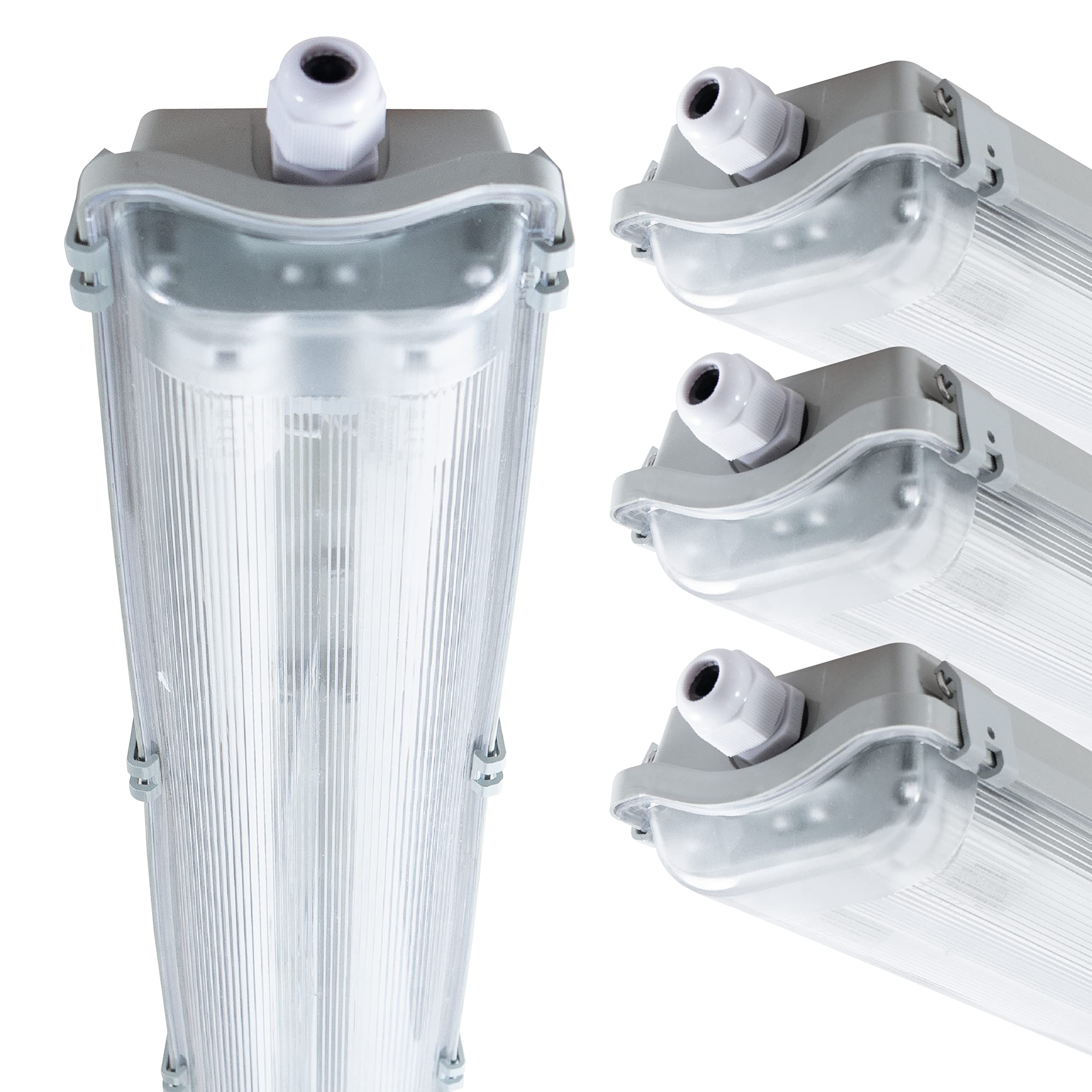 Proventa LED-Feuchtraumleuchte 120cm 36W 2x Röhre G13 kaltweiss - 4x Sparpack