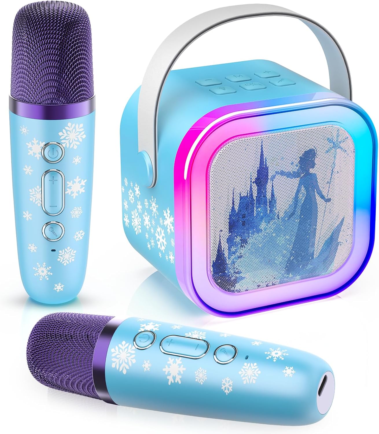 Mini Karaoke Machine for Kids Ages 3-12: Portable Bluetooth Speaker with 2 Wireless Microphone, LED Light Show for Kids Boys Girls Toys Birthday Gifts Toddler(Blue