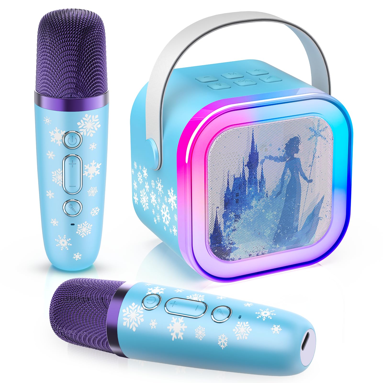 Mini Karaoke Machine for Kids Ages 3-12: Portable Bluetooth Speaker with 2 Wireless Microphone, LED Light Show for Kids Boys Girls Toys Birthday Gifts