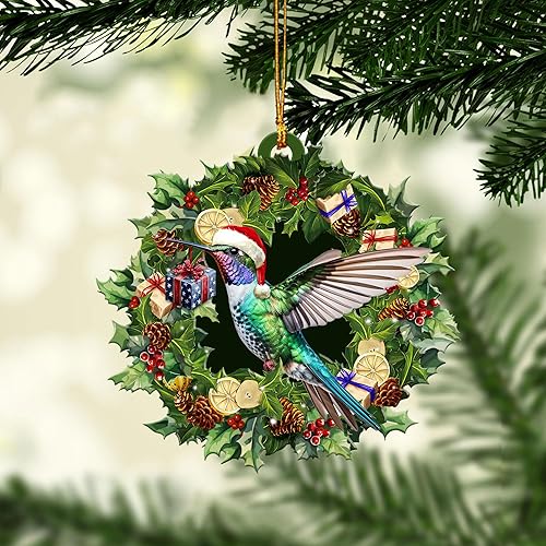 Talataca When You Believe Beyond What Your Eyes See Girasol Colibrí 2D Espejo retrovisor plano para coche Accesorios de árbol de Navidad Decoración