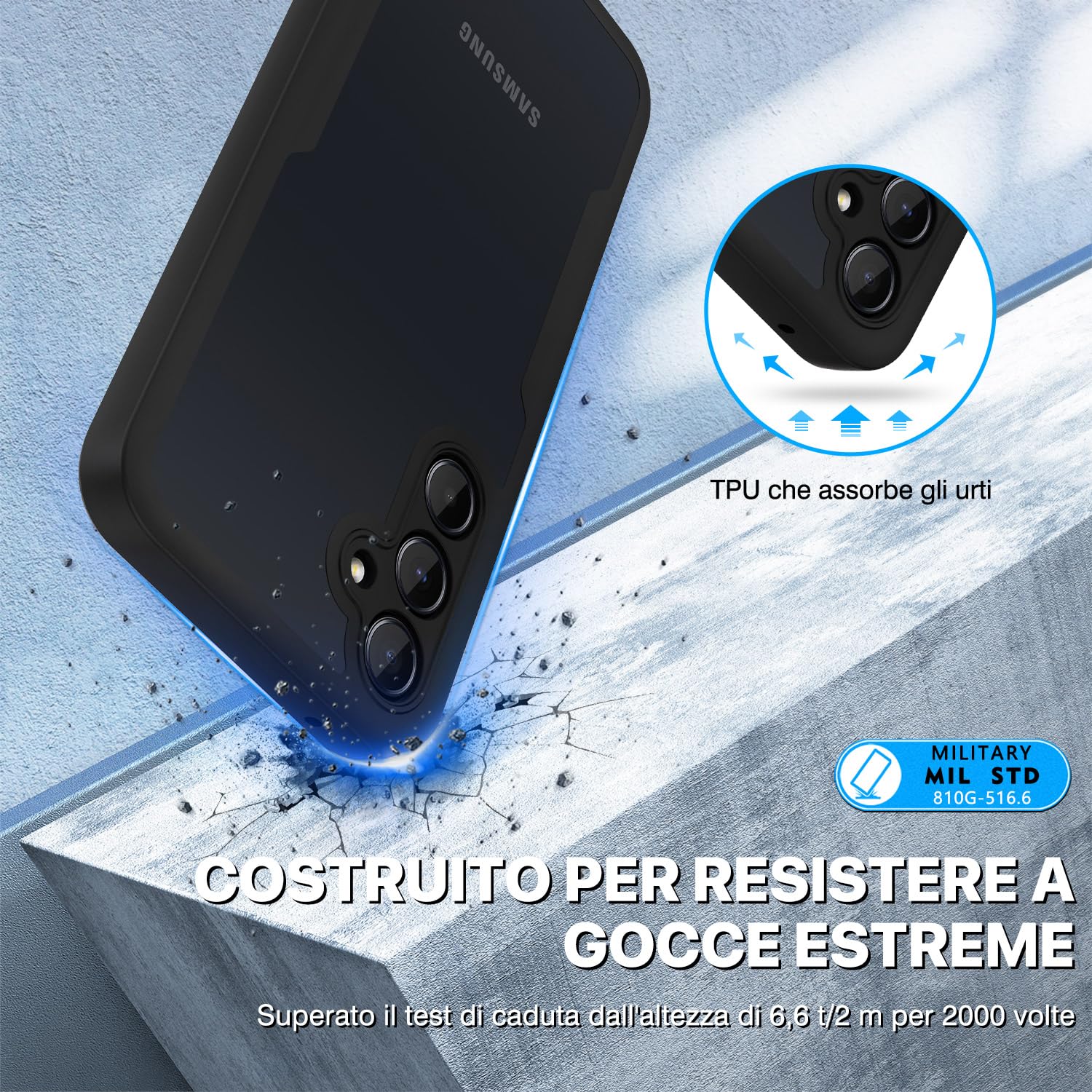 CENHUFO Cover Samsung A35 5G, Custodia Samsung A35 5G Antiurto 360 Gradi con Protezione Schermo Integrata Rugged Trasparente Case Doppia Faccia Fronte Retro Cover per Samsung Galaxy A35 5G - Nero