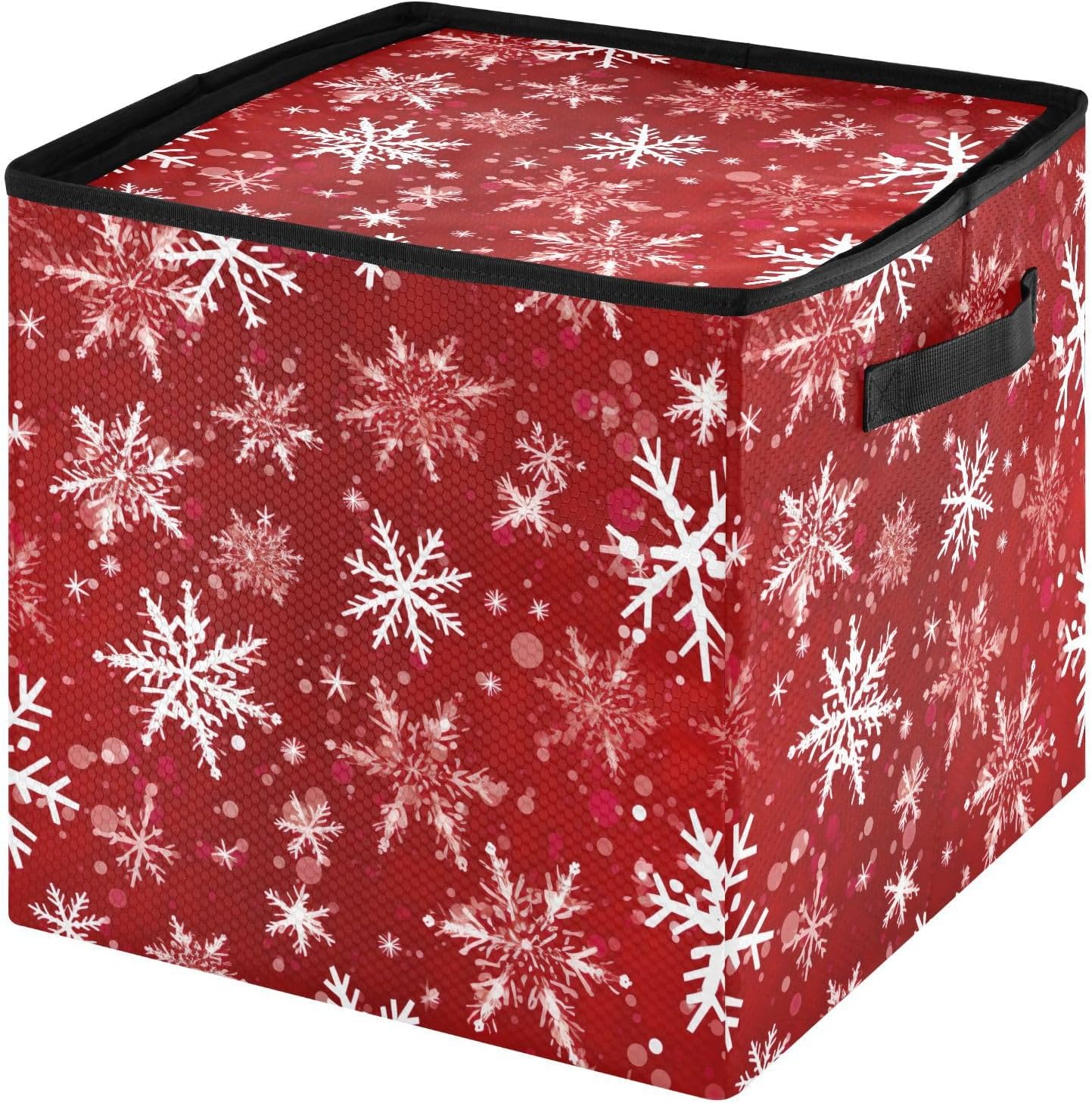 Christmas Red Snowflakes Christmas Ornament Storage Box for Next Season Holiday Decorations Storage Container with Adjustable Dividers & Lid Lidded Storage Bins for Organizing Ornaments Balls Decor