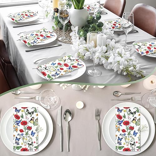 Miniatura 5 de Outus 200 servilletas florales de primavera de 3 capas con temática vintage, servilletas de mano desechables para boda, baby shower, aniversario,