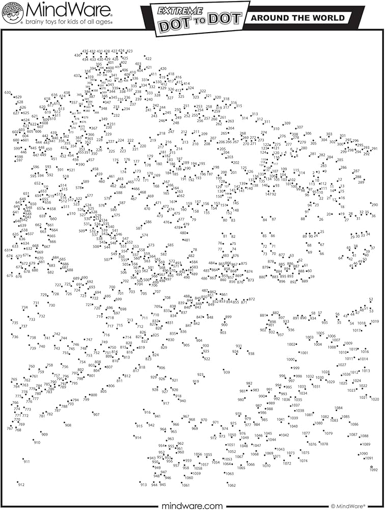 MindWare Extreme Dot to Dot Coloring Books Set of 2 - Includes Around The USA and Around The World Connect The Dots Books - Puzzles with 300 to 1400 Dots - Dot