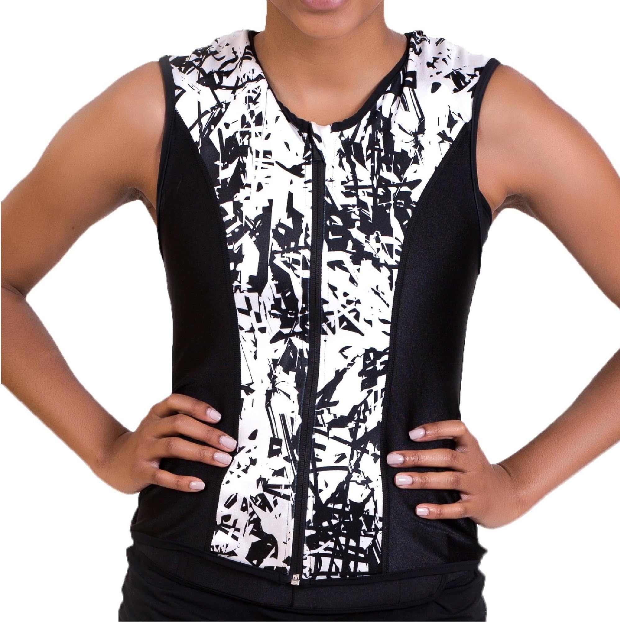Challenge Weighted Workoutwear The Weighted Vest for Women - Patent-Pending Inner Weight Thins - Fashionable Design - Comfort Fit - Multicolored - Black/White