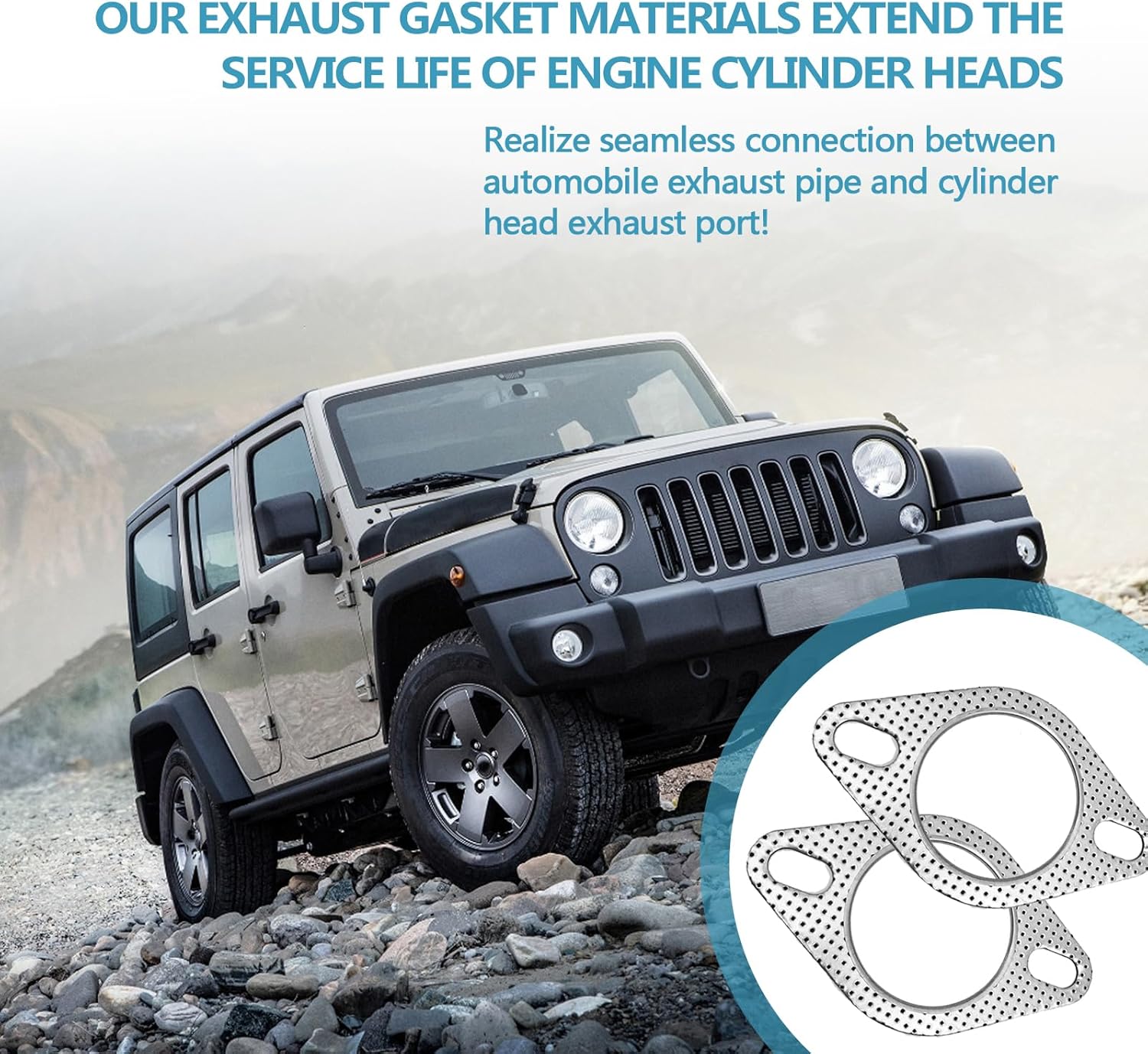 2 PCS Car Exhaust Gasket 2.5" 2-Bolt Standard Exhaust Manifold Gasket, Car Accessories Made of High Temp Material, Replacements 120-06310-0002