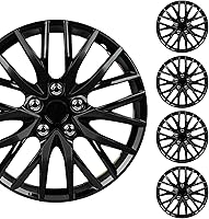 BDK 16 Inch Premium Black Hubcaps 4-Pack - Snap-On OEM Style Wheel Covers for Cars Trucks SUVs Vans
