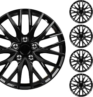 BDK 16 Inch Premium Black Hubcaps 4-Pack - Snap-On OEM Style Wheel Covers for Cars Trucks SUVs Vans