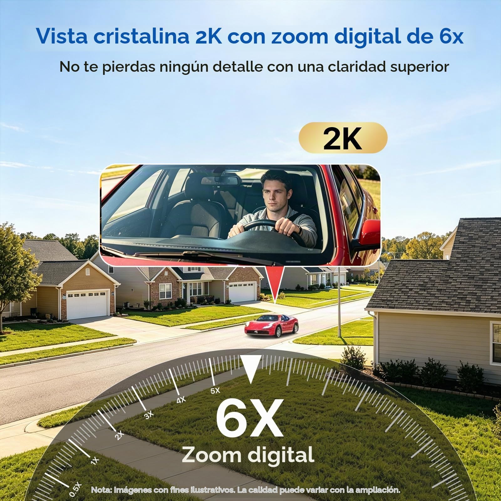 Cámara de Ventana 3MP 2K, WiFi 2.4GHz & 5GHz, Sin Taladros | Cámara Vigilancia Interior, Visión Nocturna en Color, Detección de Personas/Vehículo, Grabación 24/7, Antirreflejo