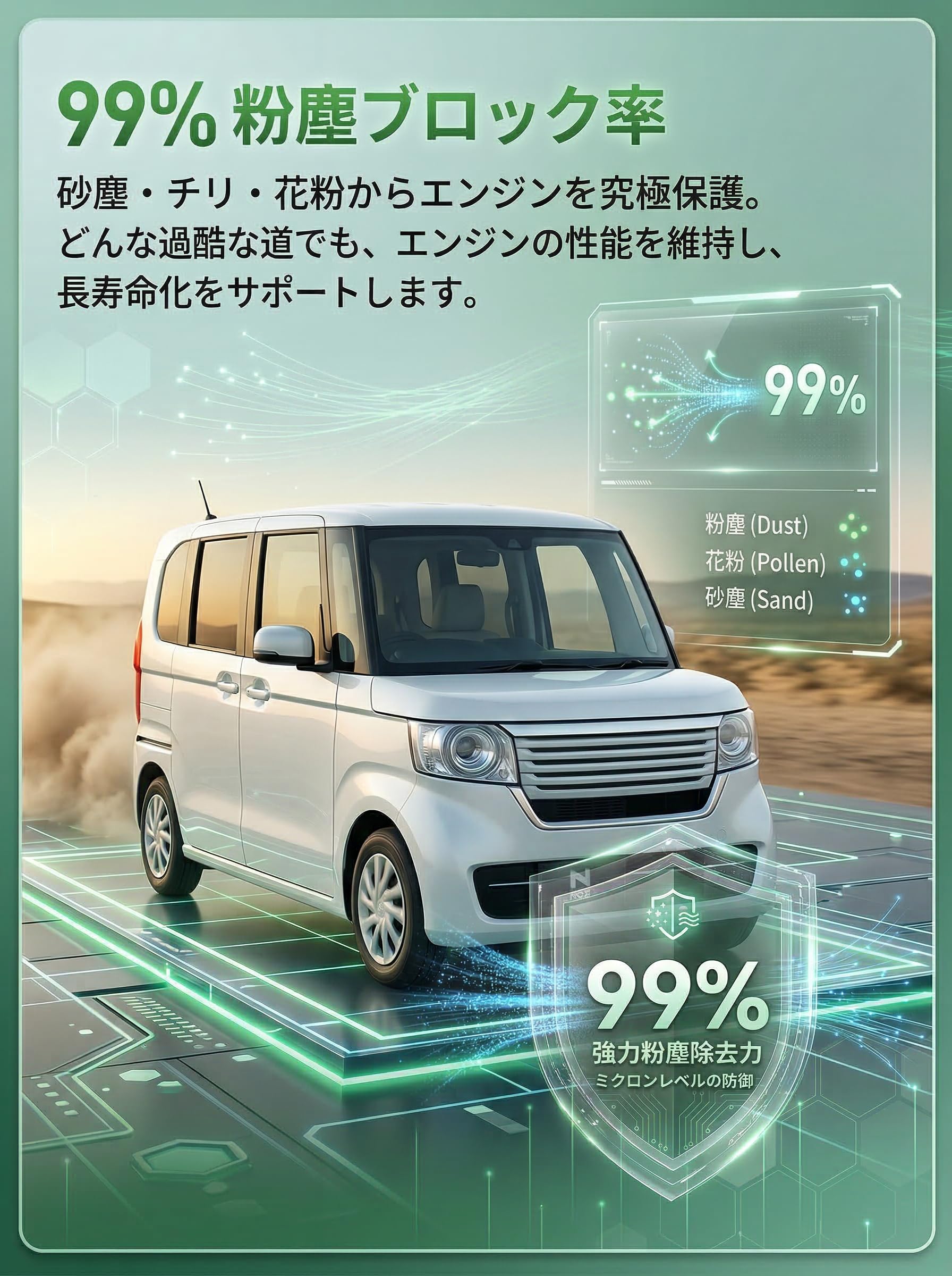 【純正同等品質】ホンダ 車用 エアフィルター 17220-5YT-003 互換 ターボ車専用 N-BOX JF3/JF4/JF5/JF6 N-WGN JH3/JH4 N-ONE JG3/JG4 N-VAN JJ1/JJ2 エアクリーナー 活性炭入り 抗菌 防臭 PM2.5対策 交換簡単 コスパ最強 - 5