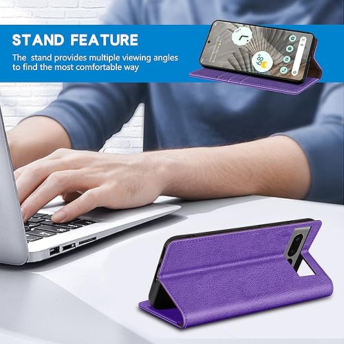 Miniatura 5 de ZZXX Funda tipo cartera para Google Pixel 7 Pro con bloqueo RFID, soporte de ranura para tarjetas, funda protectora de cuero magnético fuerte