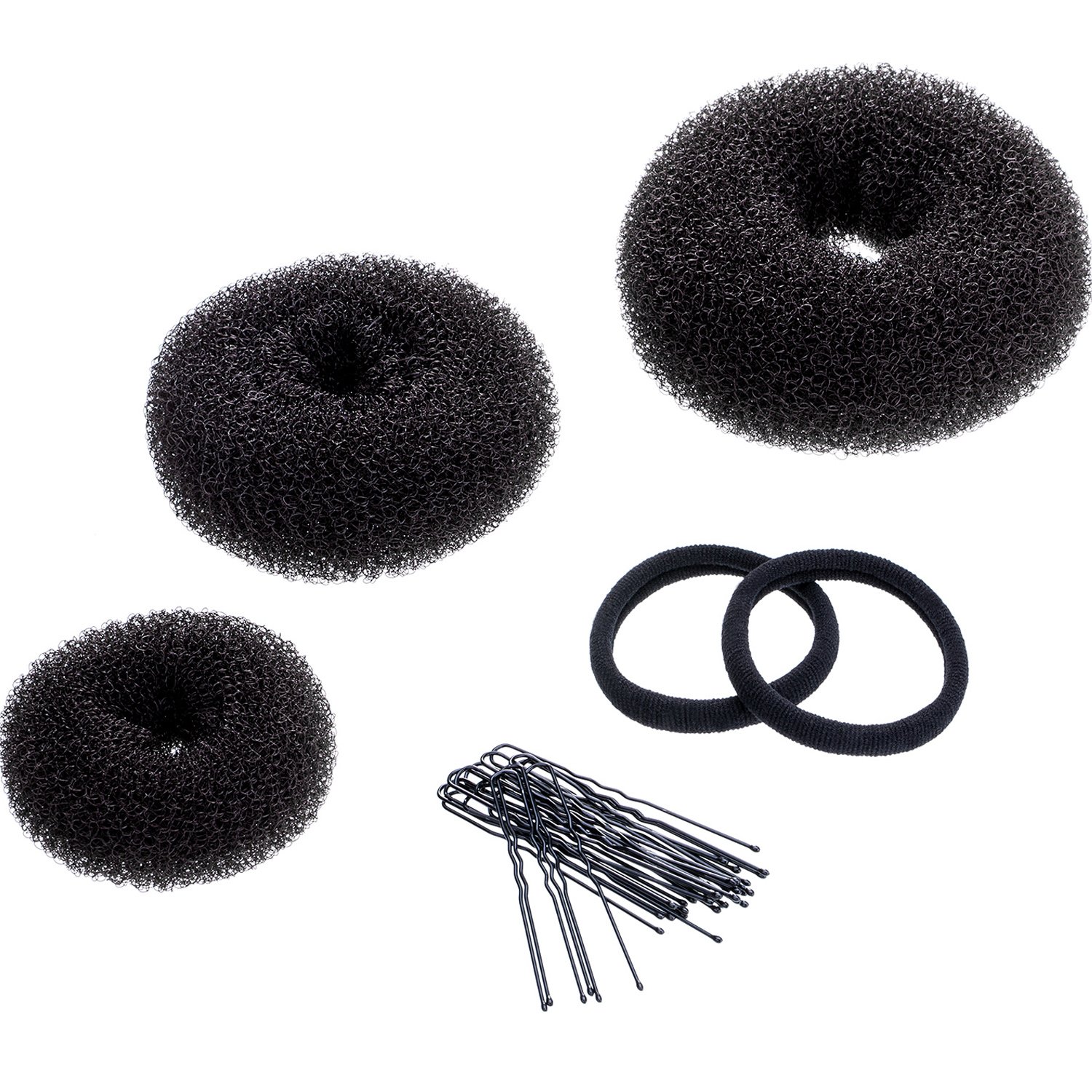Mudder 3 Pieces Donut Bun Maker Hair Bun Maker Ring Style Bun Maker Set for Chignon Hair Includes Large, Medium and Small (Brown)