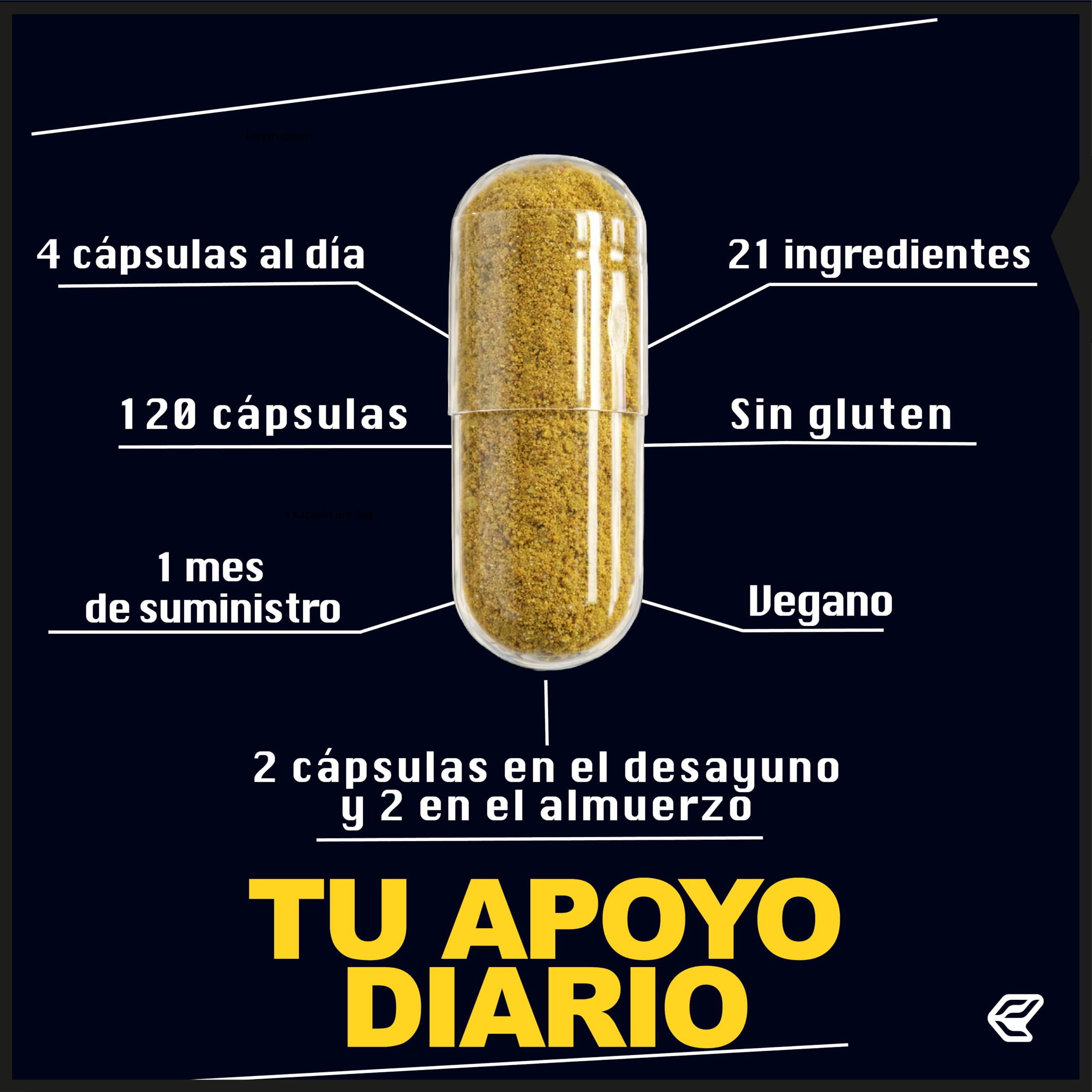 Italian Elite Testo Complex 120 Cápsulas - Fórmula con Maca 8000 mg, Tribulus, Fenogreco, Zinc, Arginina, Taurina, Ashwagandha, Vitaminas y Minerales