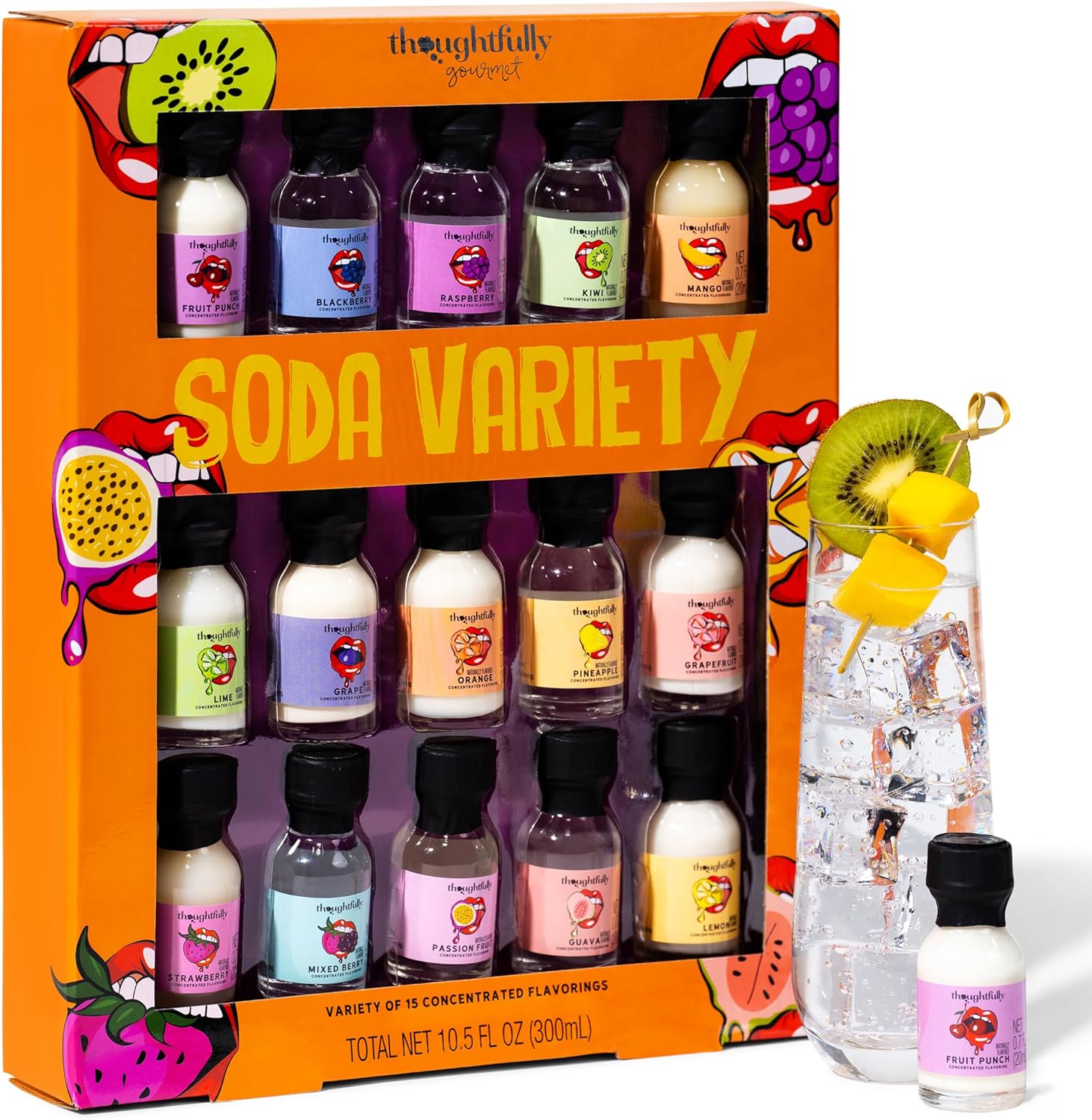Thoughtfully Gourmet, Soda Water Flavouring Sampler Pack, Pair with