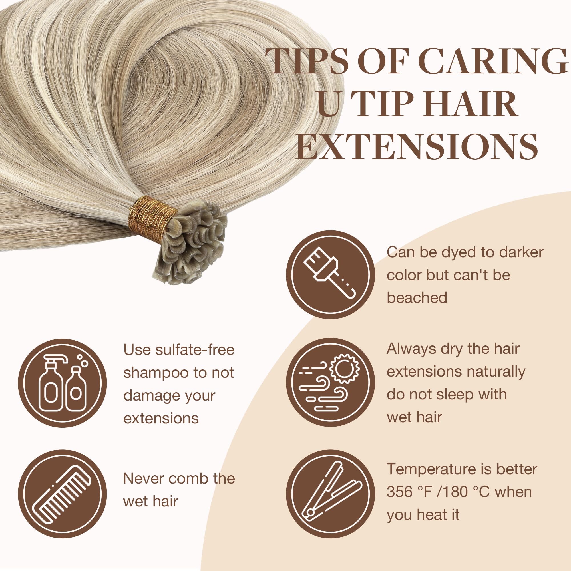 GOO GOO Bonding Extensions Echthaar, Echthaar Extensions Bondings, 50cm 50g 50 Strähnen Extensions Echthaar Bondings, U Tip Hot Fusion Keratin Haarverlängerung Echthaar, 18A/613A Golden Hellblond