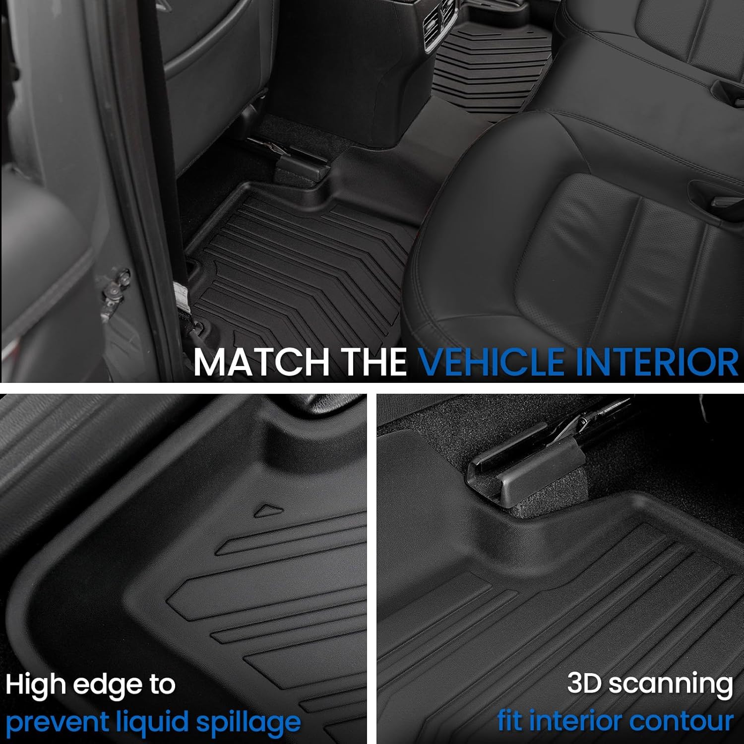 Floor Mats Set for 2017-2025 Mazda CX-5, All Weather TPE Backrest Mat Trunk Mat Cargo Liner Door Sill Guards Accessories for CX5 (Full Mats Set)