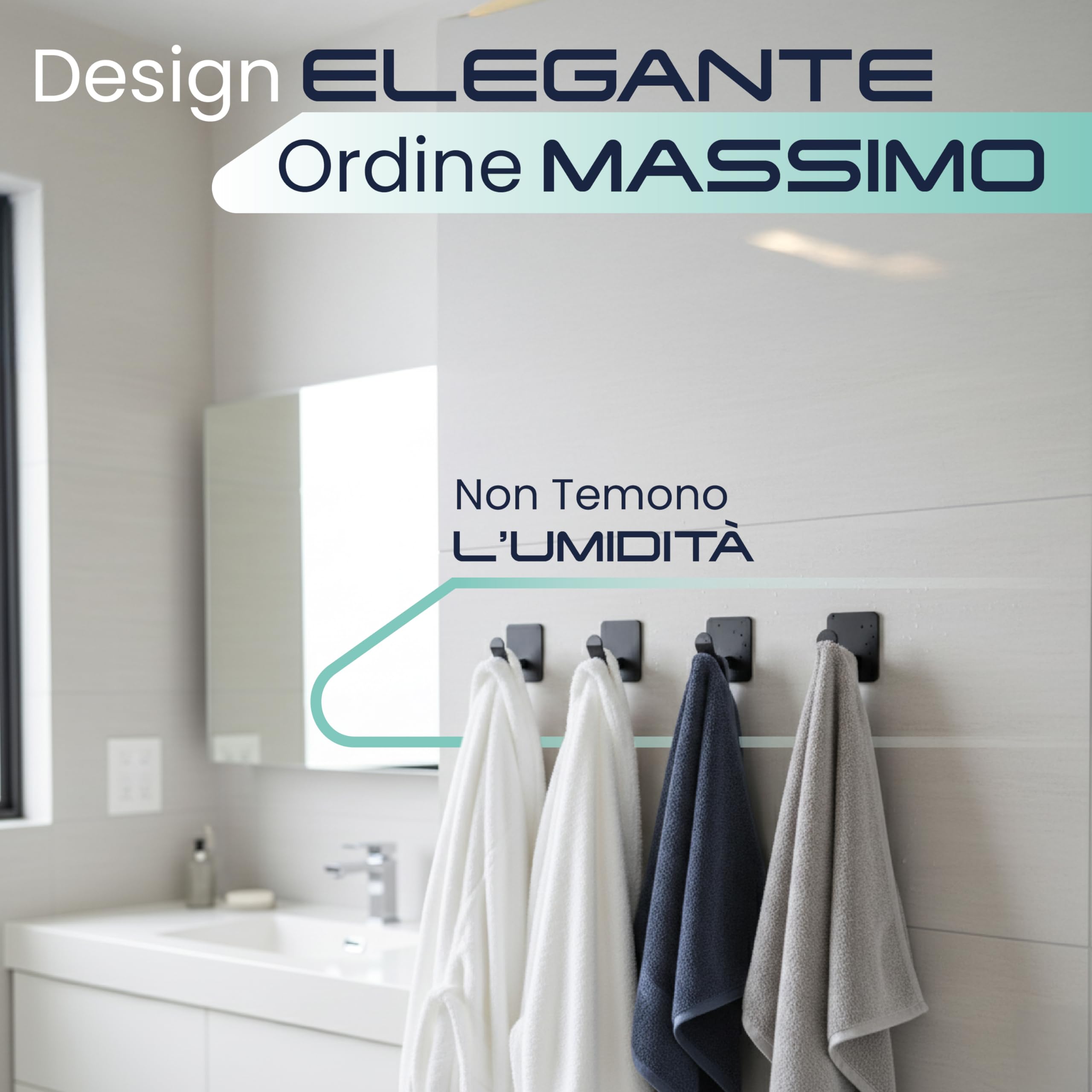 Generico Ganci Adesivi In Acciaio Inox 3M Resistenti Impermeabili Per Tutta la Casa Set 4