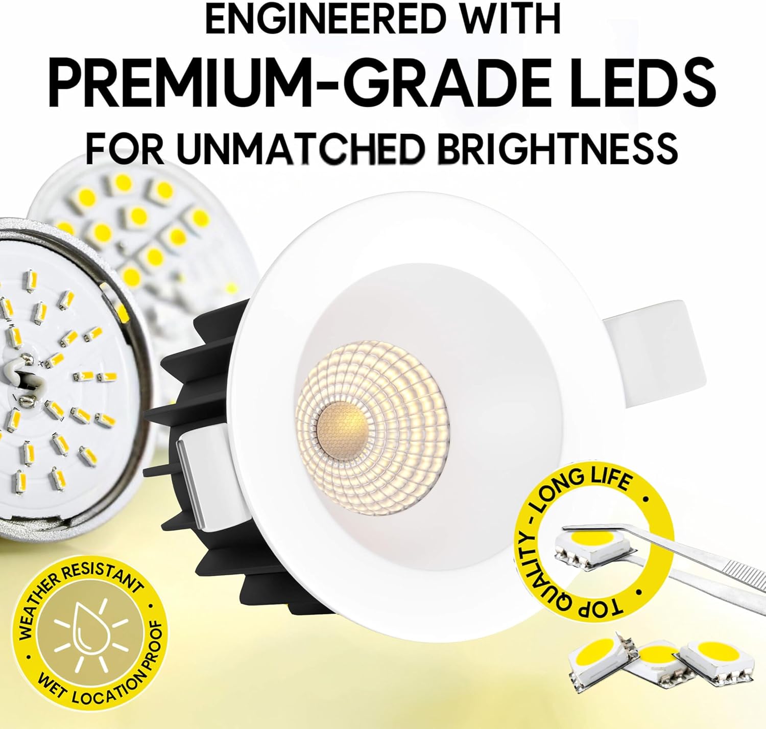 2 inch Round White Finish Downlight Luminaire, LED Recessed Light Fixtures Ceiling Lights, Dimmable, 8W=70W, 700 Lumens, CRI 90+, IC Rated, 5CCT Selectable 2700K|3000K|3500K|4100K|5000K