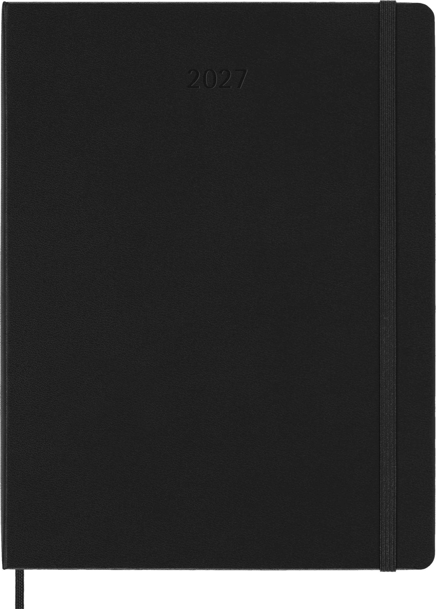 Moleskine Weekly Planner 2027, Hard Cover 12 Month Vertical Diary Pro with Elastic Closure, XL 7.5 X 9.75 In, Black