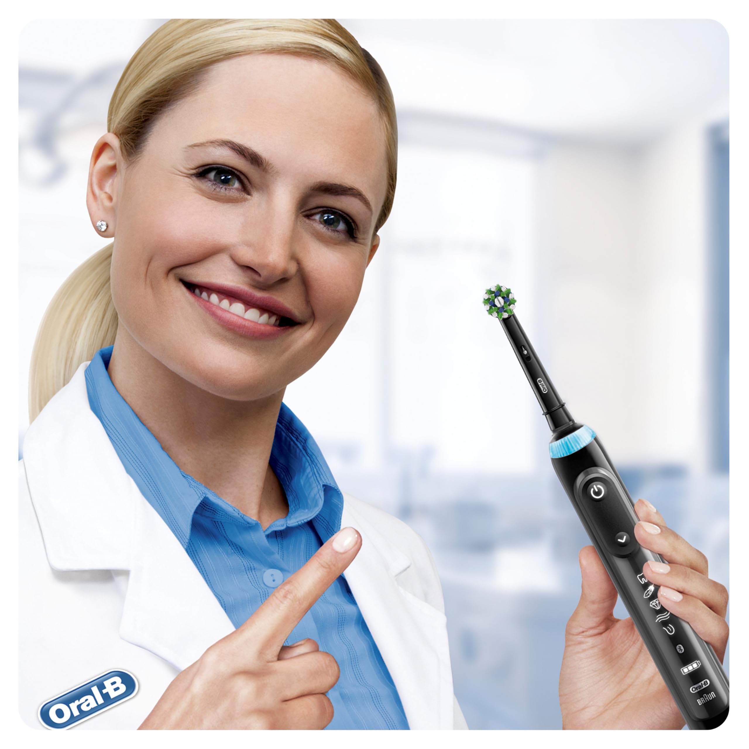Oral-B Testine Di Ricambio x Spazzolino Elettrico CrossAction Nere Con Tecnologia CleanMaximiser 10 Testine. Confezione Adatta Alla Buca Delle Lettere