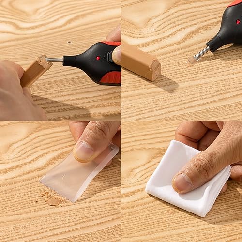 Miniatura 4 de Navaris Kit de reparación de pisos de madera, palos de cera y herramienta de fusión para reparar pisos de madera dura, pisos laminados, muebles,