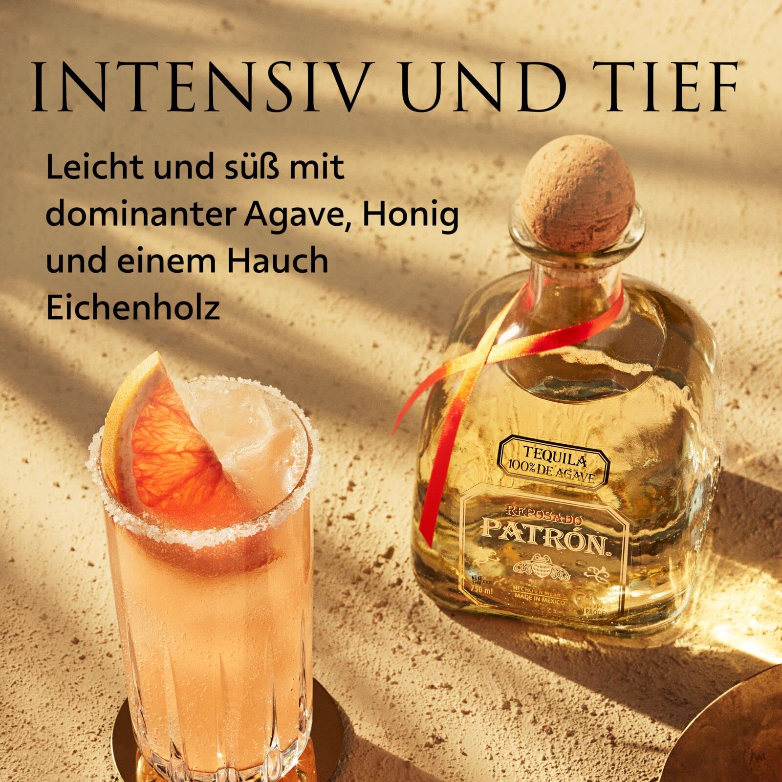PATRÓN Reposado Premium Tequila 40% Vol. 70 cl 100% blaue Weber-Agave Mexiko handdestilliert Eichenfass gelagert