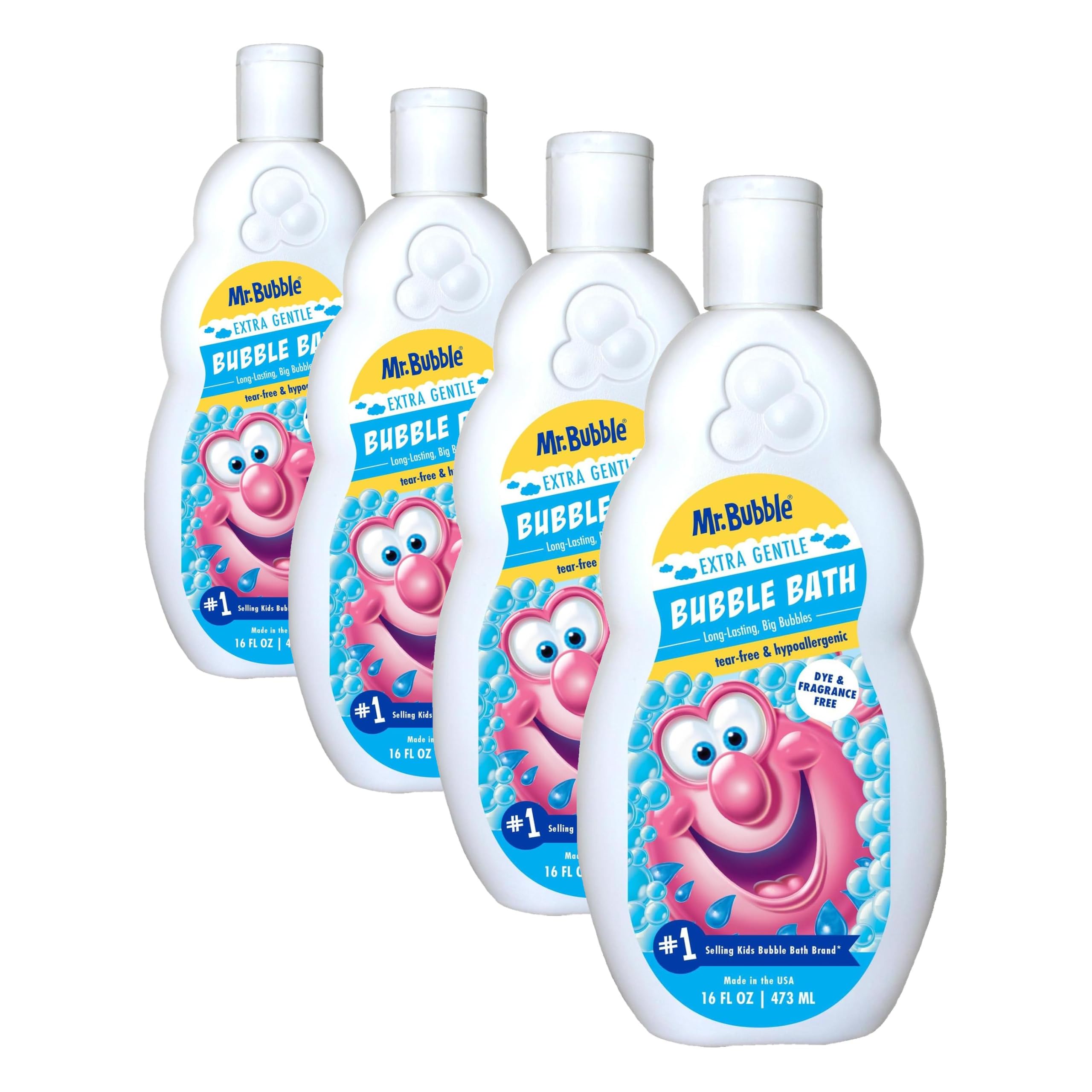 Mr. Bubble Extra Gentle Bubble Bath - Hypoallergenic, Tear Free Bubble Bath Solution Perfect for Sensitive Skin (Pack of 8 Bottles, 16 fl oz Each)