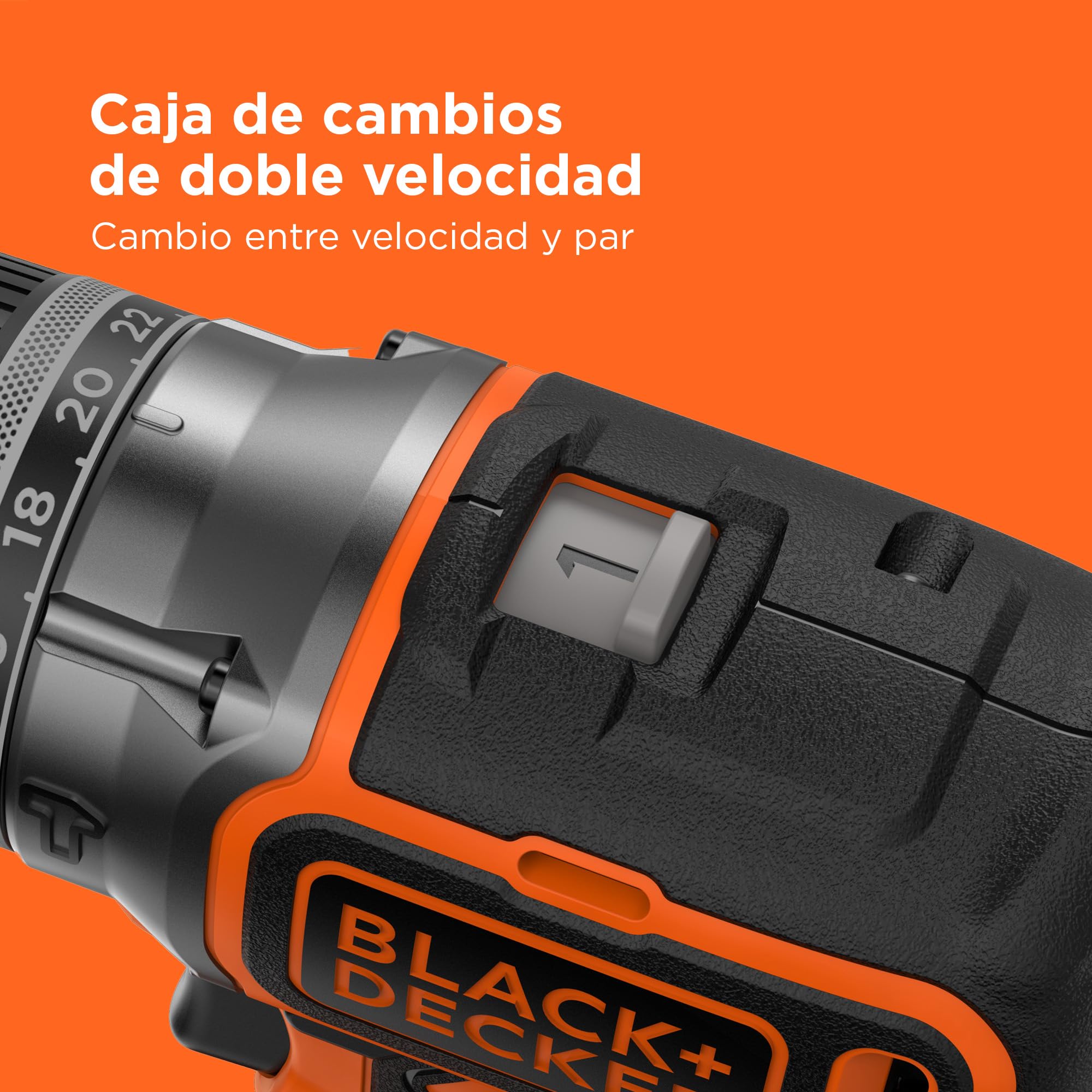 BLACK+DECKER Taladro percutor sin escobillas de 18V y 2 marchas, 28.000 BPM, 52Nm de par, incluye 2 baterías de 1,5Ah, cargador y kitbox, BL188KB-QW