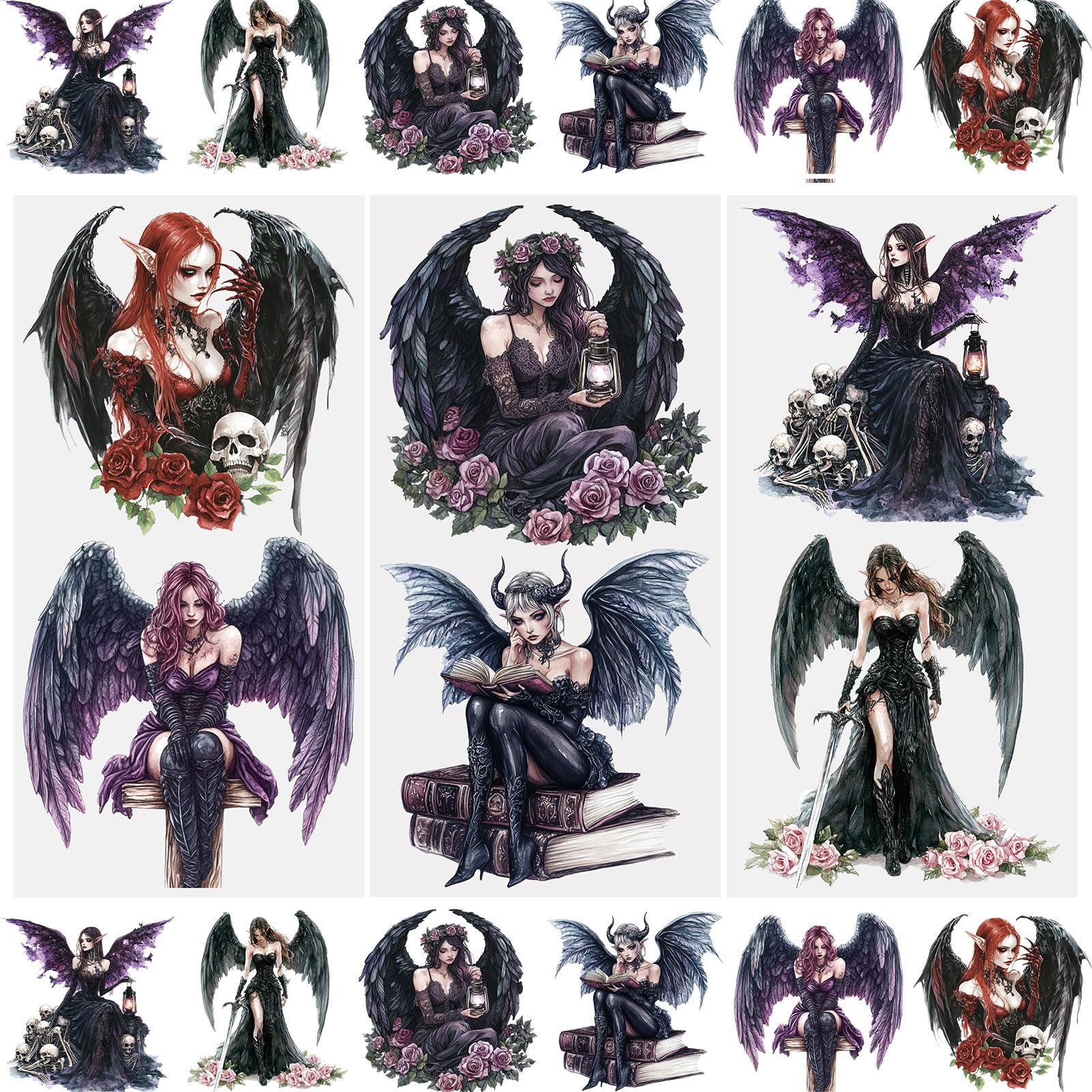 WANDIC 3 Sheets Rub On Transfer Stickers, Gothic Elf Theme Waterproof Decals Furniture Craft Decorative, Junk Journals for DIY Scrapbooking, 15 * 30cm — image 1