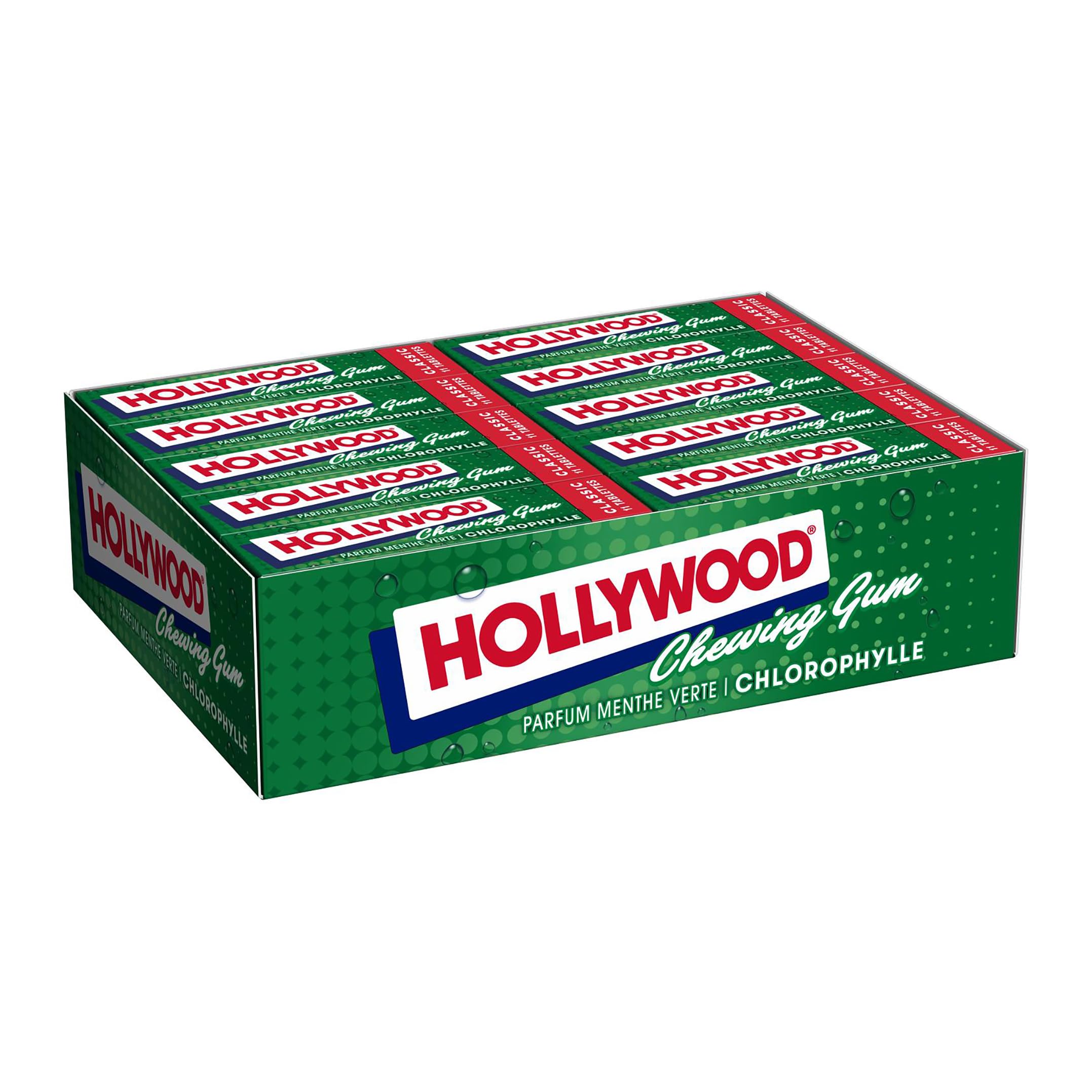 Hollywood Chewing Gum Classic Parfum Chlorophylle Arômes Naturels Lot de 20 paquets 31 g