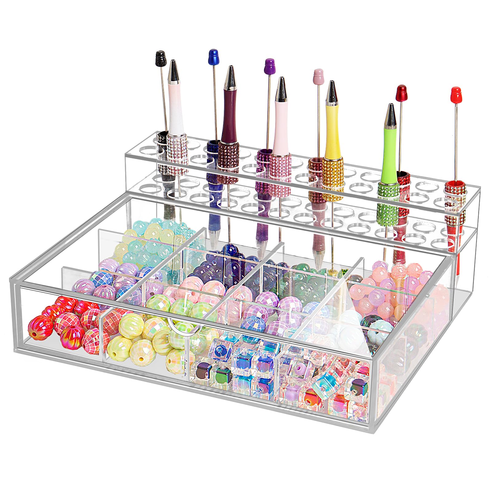 Présentoir à stylos en acrylique avec 24 emplacements pour stylos - 12 compartiments - Présentoir à crayons pour la maison, le bureau, les fournitures scolaires