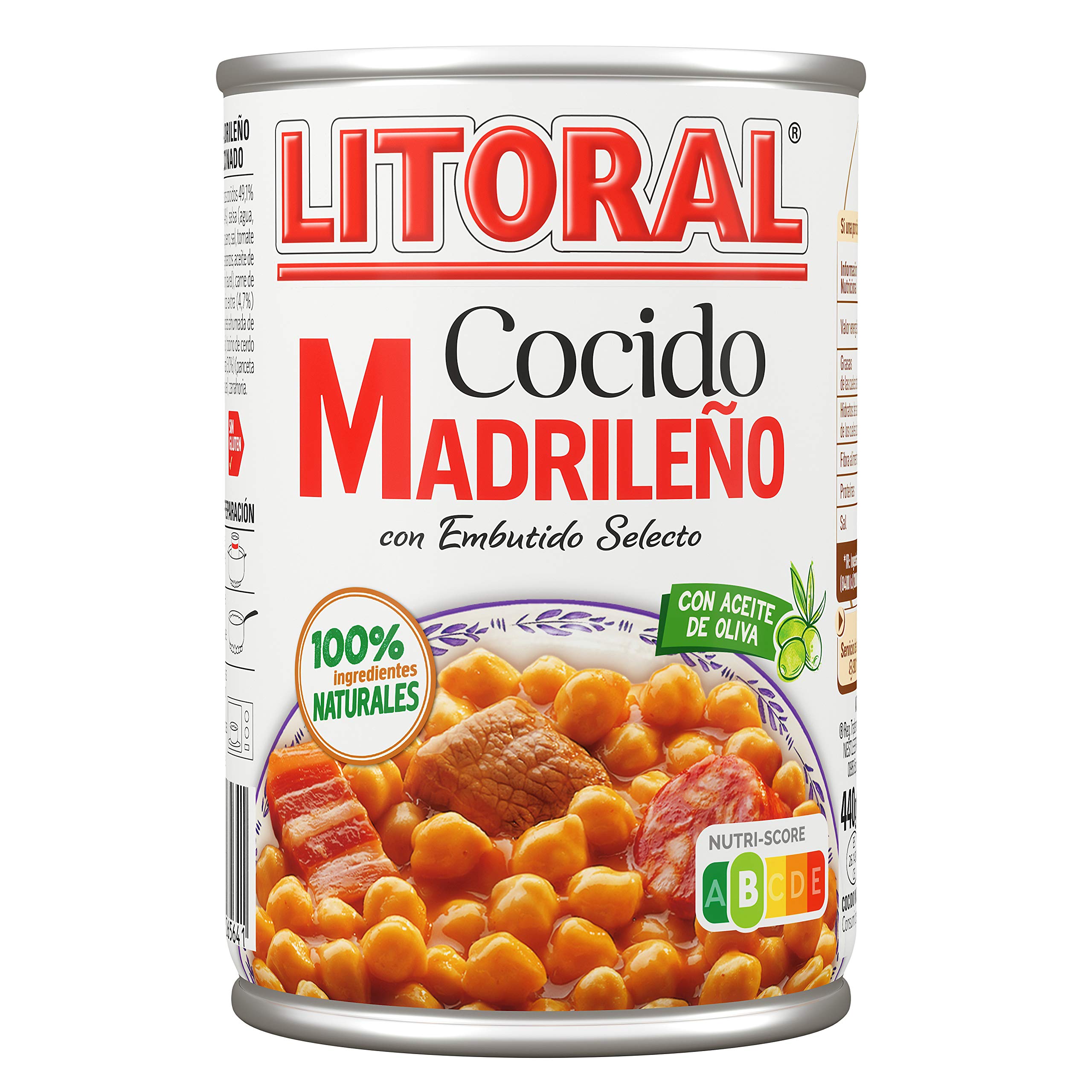 LITORAL Cocido Madrileño - Plato Preparado Sin Gluten - Pack de 6x425g - Total: 2.55kg (Paquete de 2)
