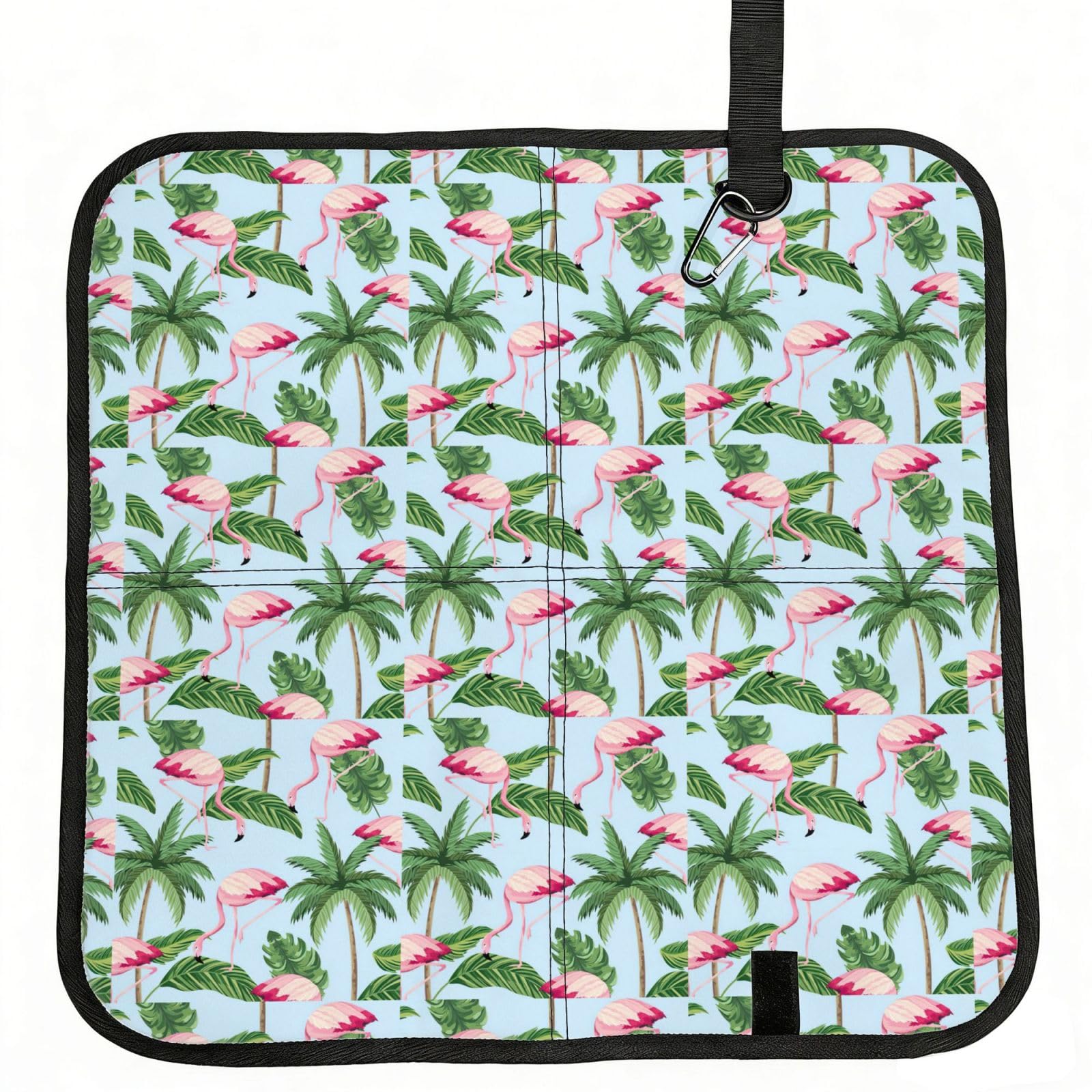 SDEGTHO Tropical flamingos Printed Foldable Seat Pad with Closure, Lightweight Cushion for Airplane Travel Camping