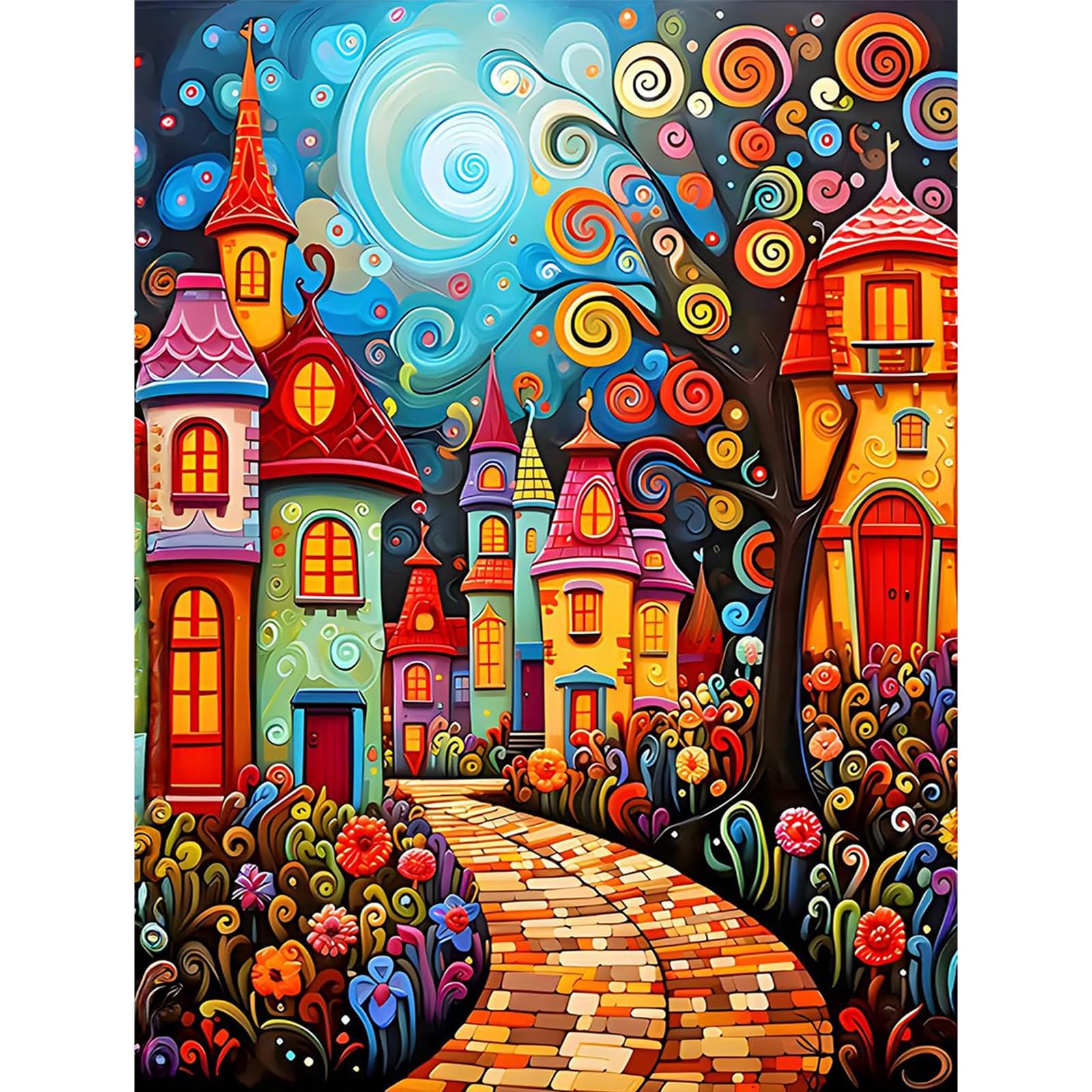MISCER Country House Cottage Diamond Painting Kits for Adults, Landscape 5D Full Drill Round Gem Art Kit for Beginners, DIY Nature Arts and Crafts for Home Wall Decoration, 30x40cm