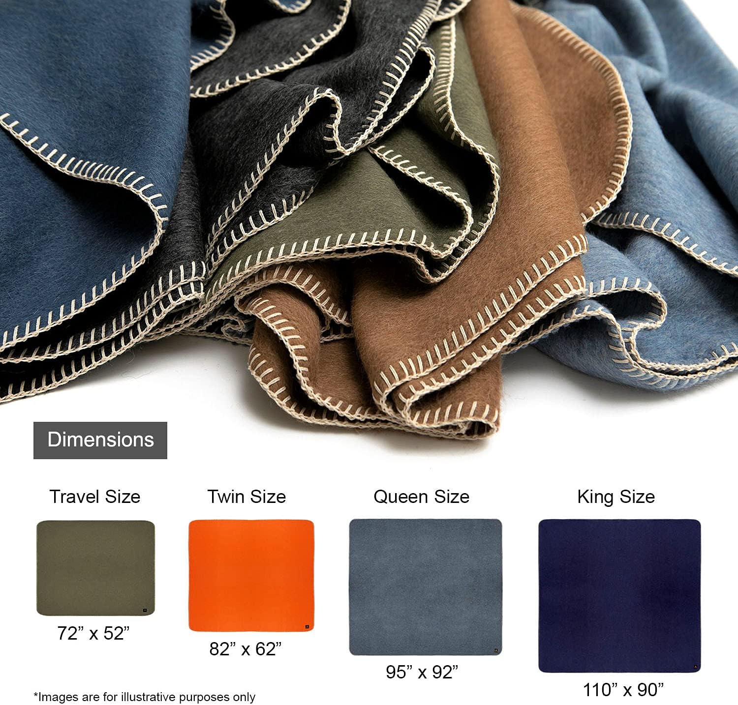 Thick Alpaca Wool Blanket Heavyweight Camping Outdoors Indoors Soft Peru Twin Size Solid Color Design (Fern Green, Twin Size)