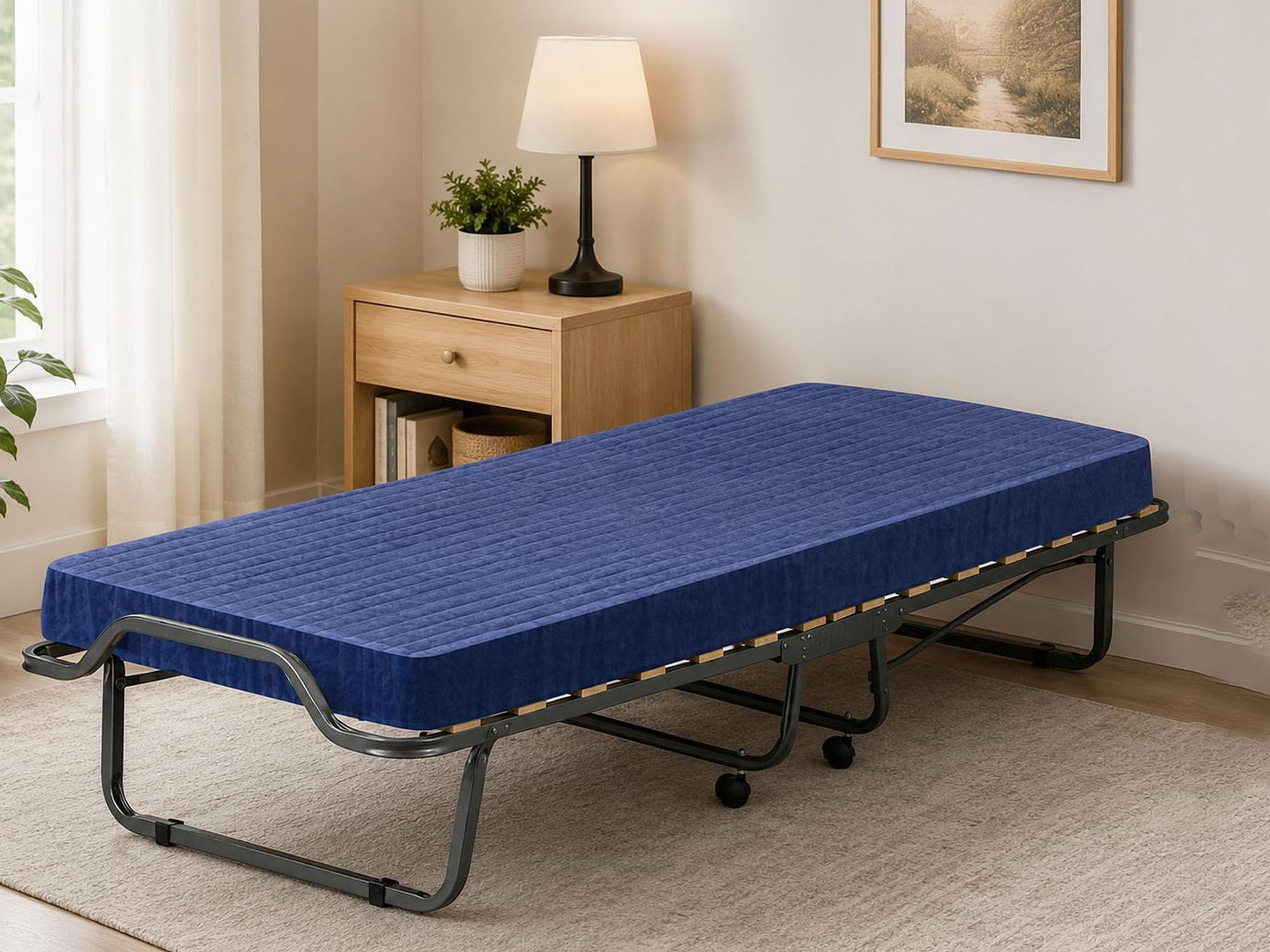 Talamo Italia - Klappbett Piera, platzsparendes Feldbett mit 15-Lattenrost, inklusive Schutzhülle, 100% Made in Italy, 80x200h40 cm, inklusive Memory-Matratze