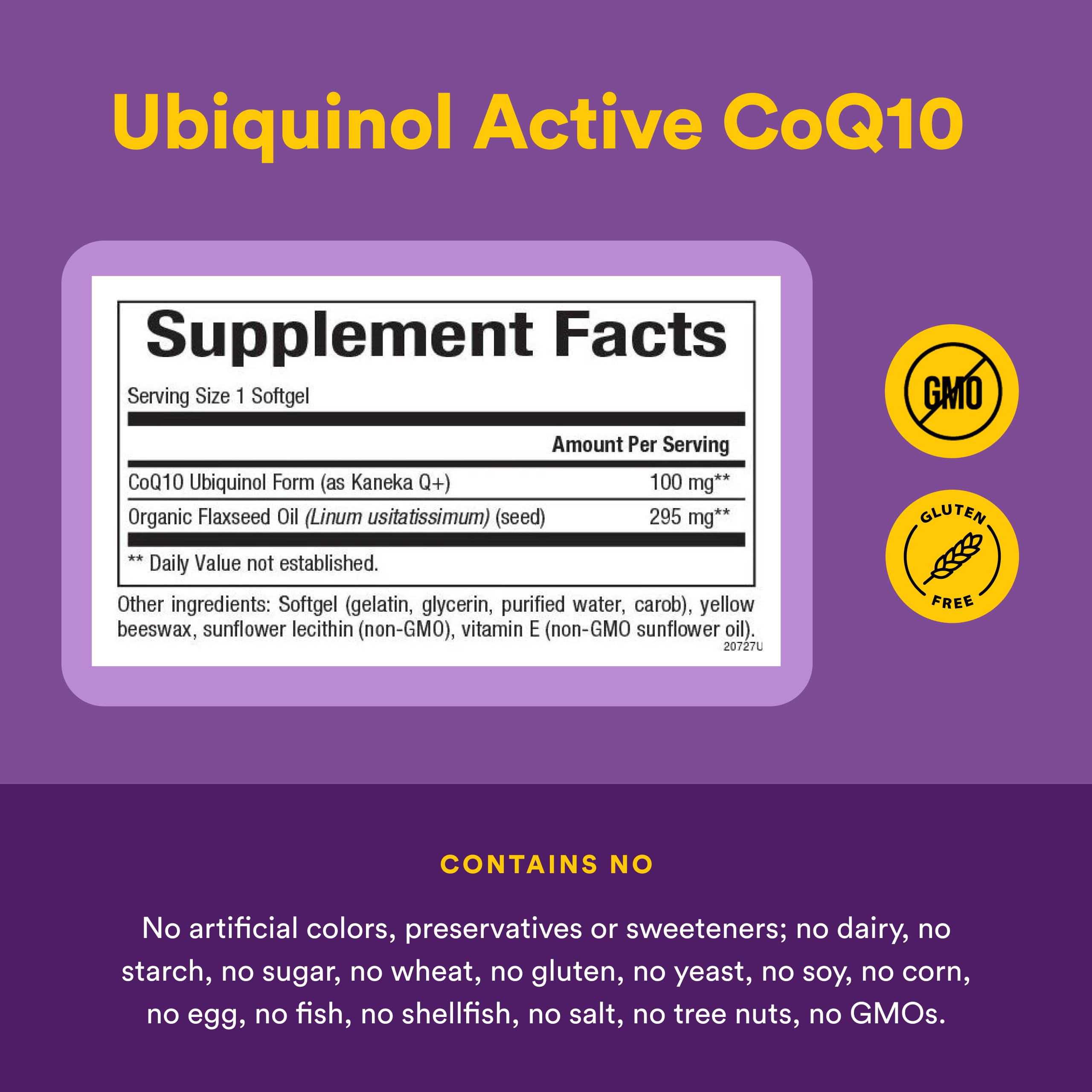 Natural Factors Ubiquinol 100 mg - Supports Heart Health & Natural Vitality - Antioxidant Support Supplement with Superior Absorption - Energy Support with Flaxseed Oil - 120 Softgels (120 Servings) — Amazon image 4