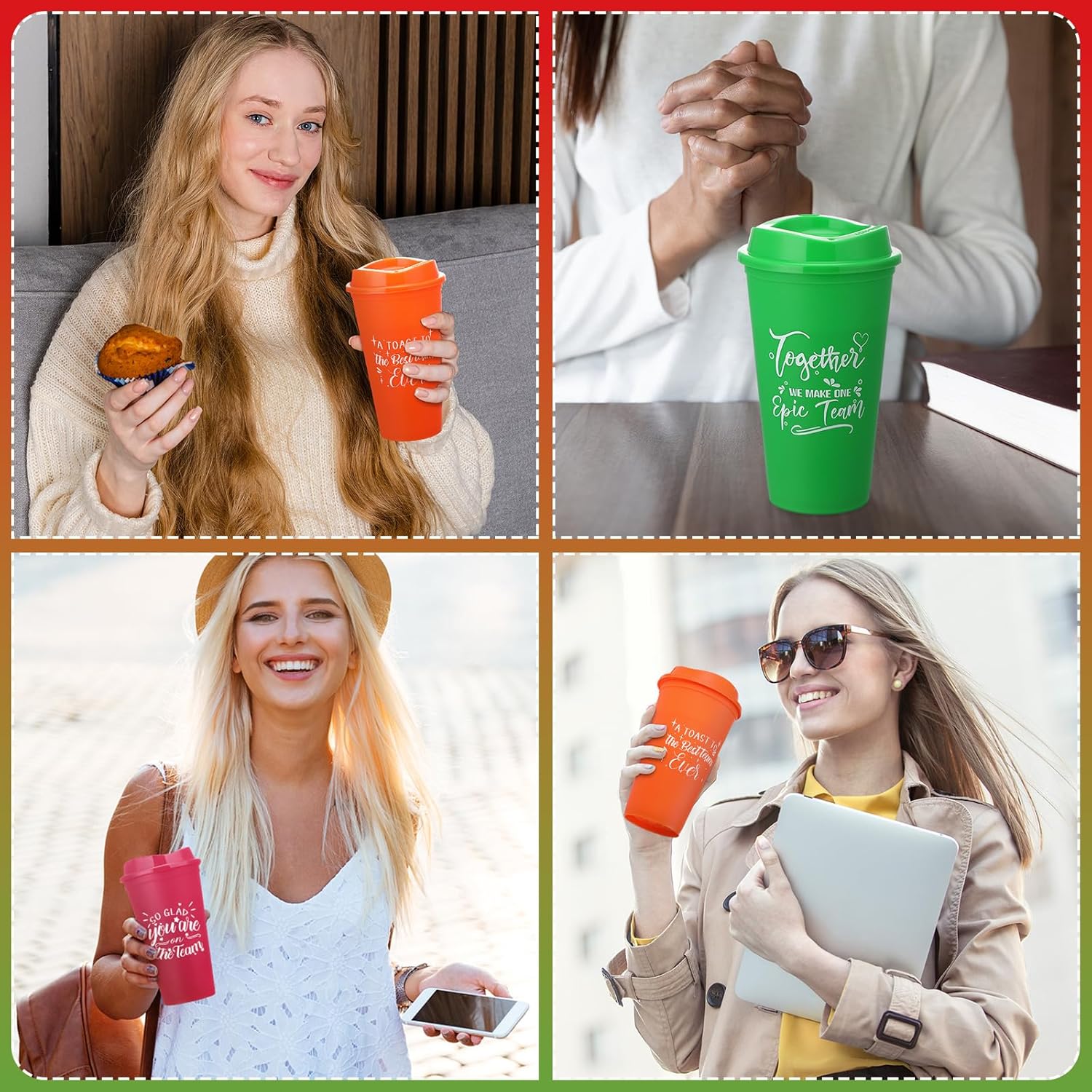 Pickmesh 15 Pcs Employee Appreciation Gifts Bulk 16 oz Plastic Tumbler with Lid Inspirational Staff Thank You Gifts for Team Reusable Travel Coffee Cups for Coworker Volunteer Teacher (Bright Color) - Image 6