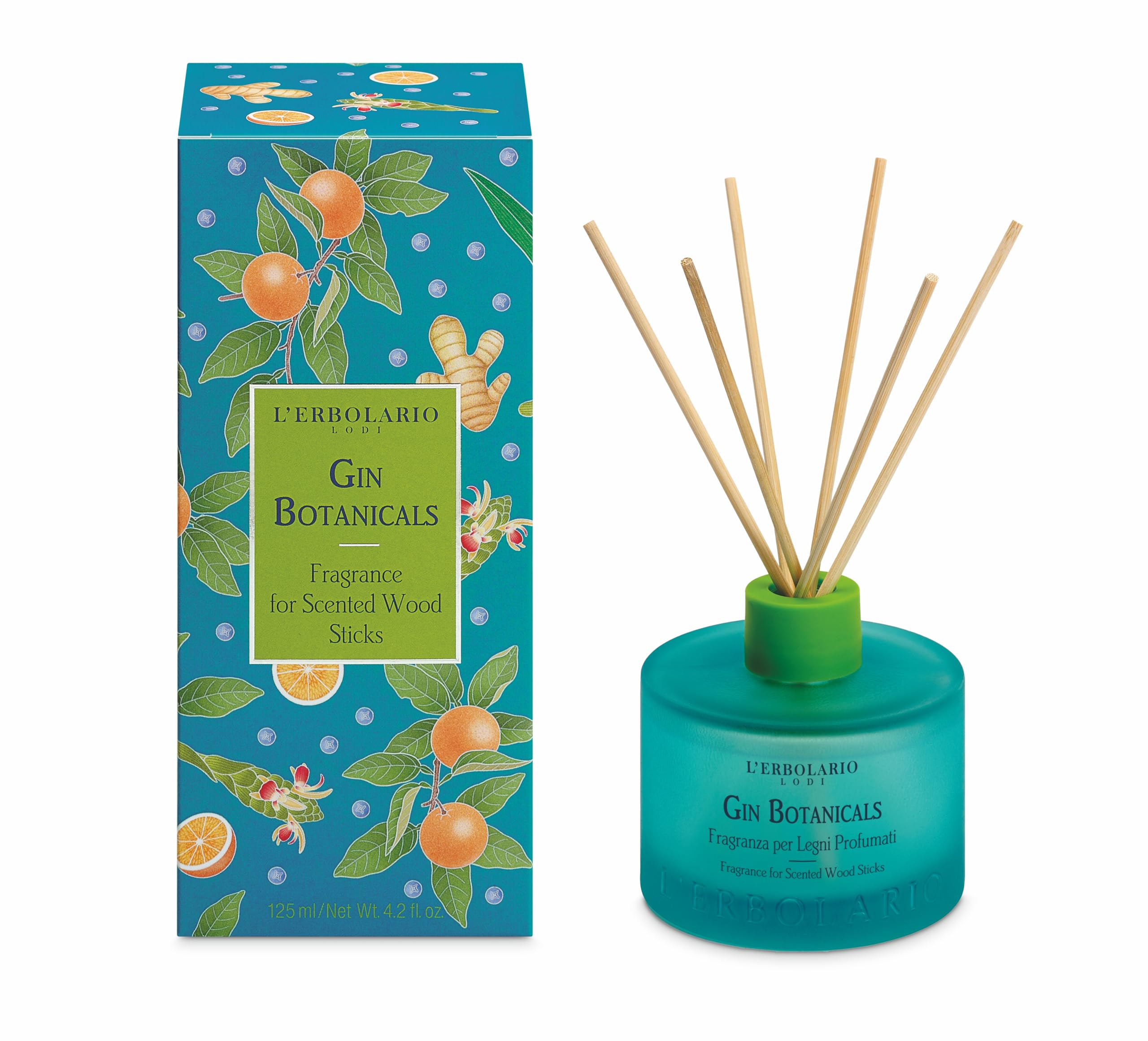 Gin BOTANICALS - Profumo per ambienti con bastoncini di legno, 125 ml