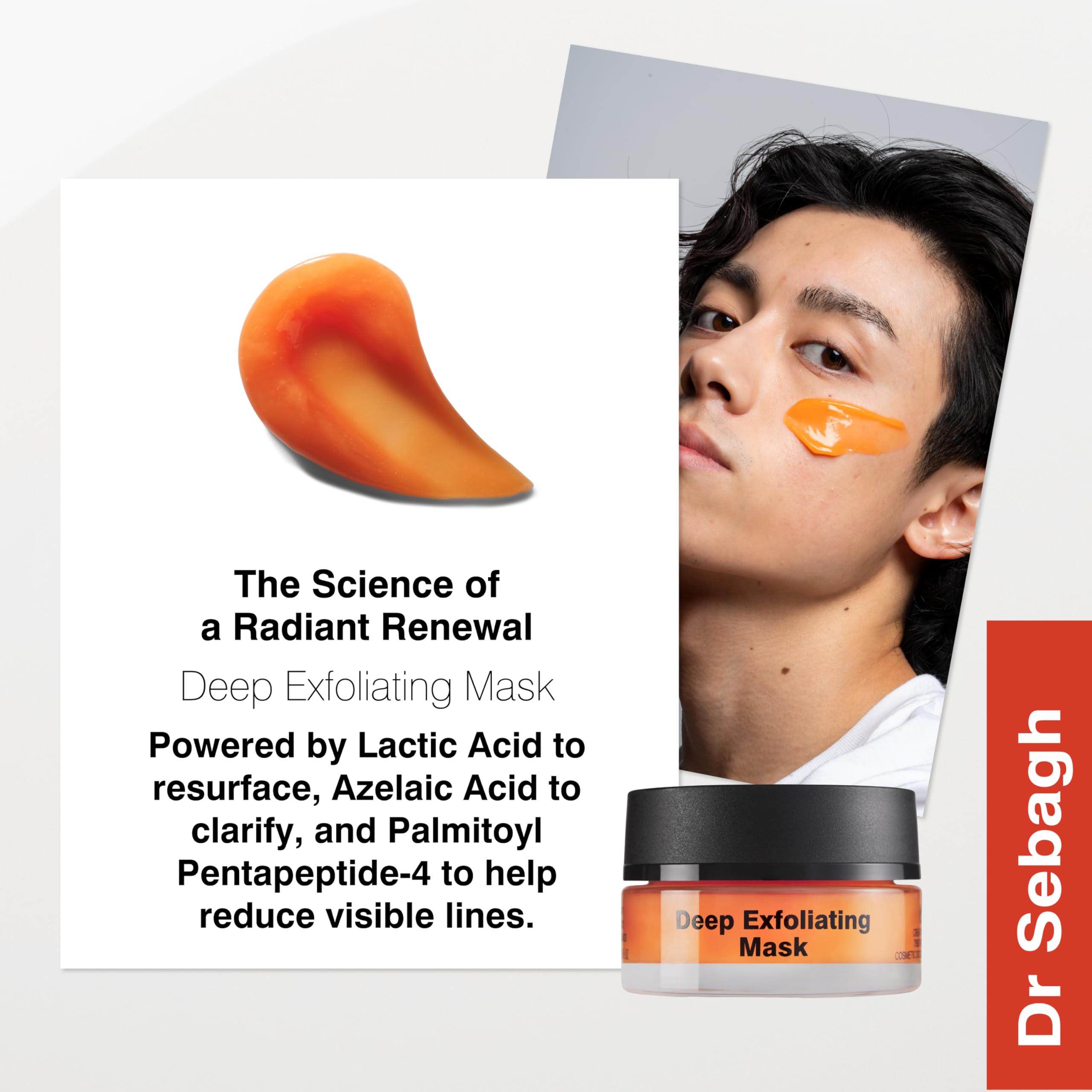 Dr Sebagh Deep Peeling Maske (15ml) Reisegröße - Milchsäure Peeling Gesichtsmaske & Porenreinigung - Azelainsäure Detox zur Behandlung verstopfter Poren - Anti-Aging Hautmaske für Strahlkraft