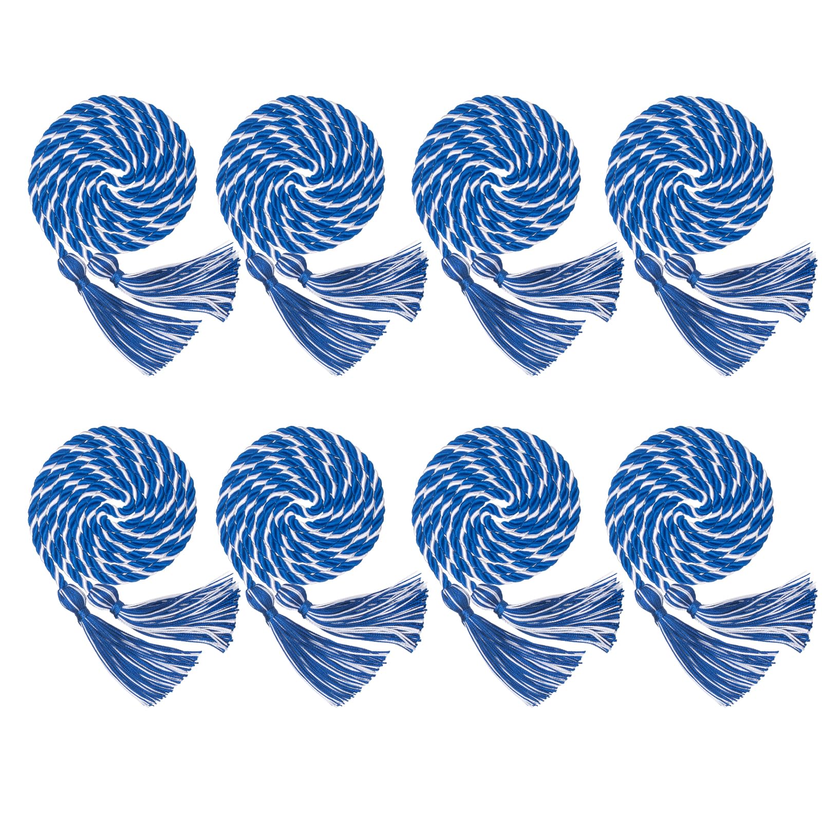 GHGMAO 8 Pack Graduation Honor Cords, Blue White Graduation Cord 2026, Rayon Braided Tassels Cords for Class of 2026 Grads Party Decors, 68” Long