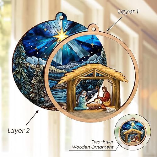 Miniatura 4 de Adornos de Navidad 2023, regalos cristianos para mujeres de fe, regalos religiosos, católicos para hombres, mujeres, escenas de natividad, ideas de