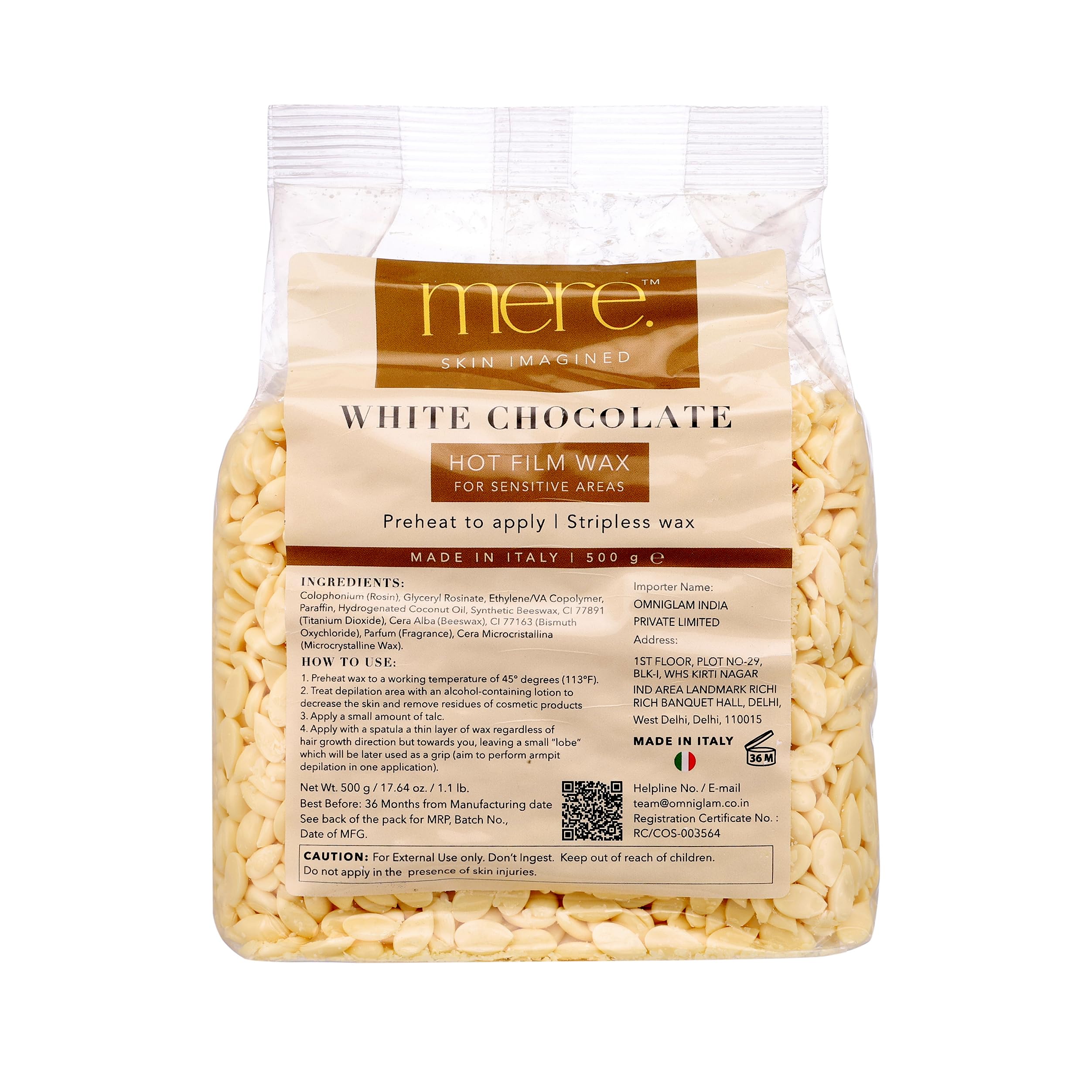 MERE SKIN IMAGINED White Chocolate Hot Film Wax | Wax for Sensitive Area | Wax for For Face, Upper Lips, Arms, Leg, Bikini Line, Underarms | Stripless Wax | 500 G-image-46