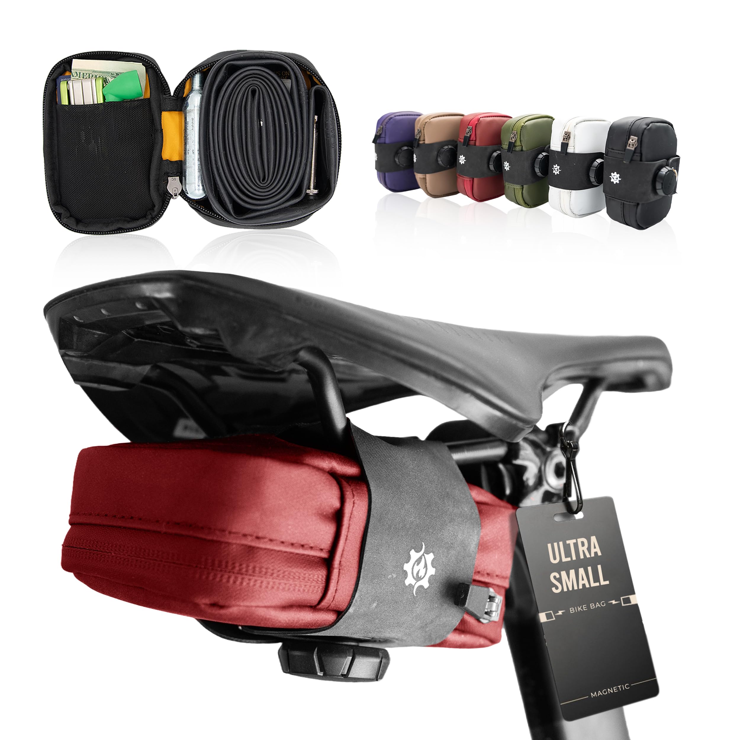 Lumiere &amp; Co. Bike Seat Bag - Road Cycling Saddle Bag (Red, Small)