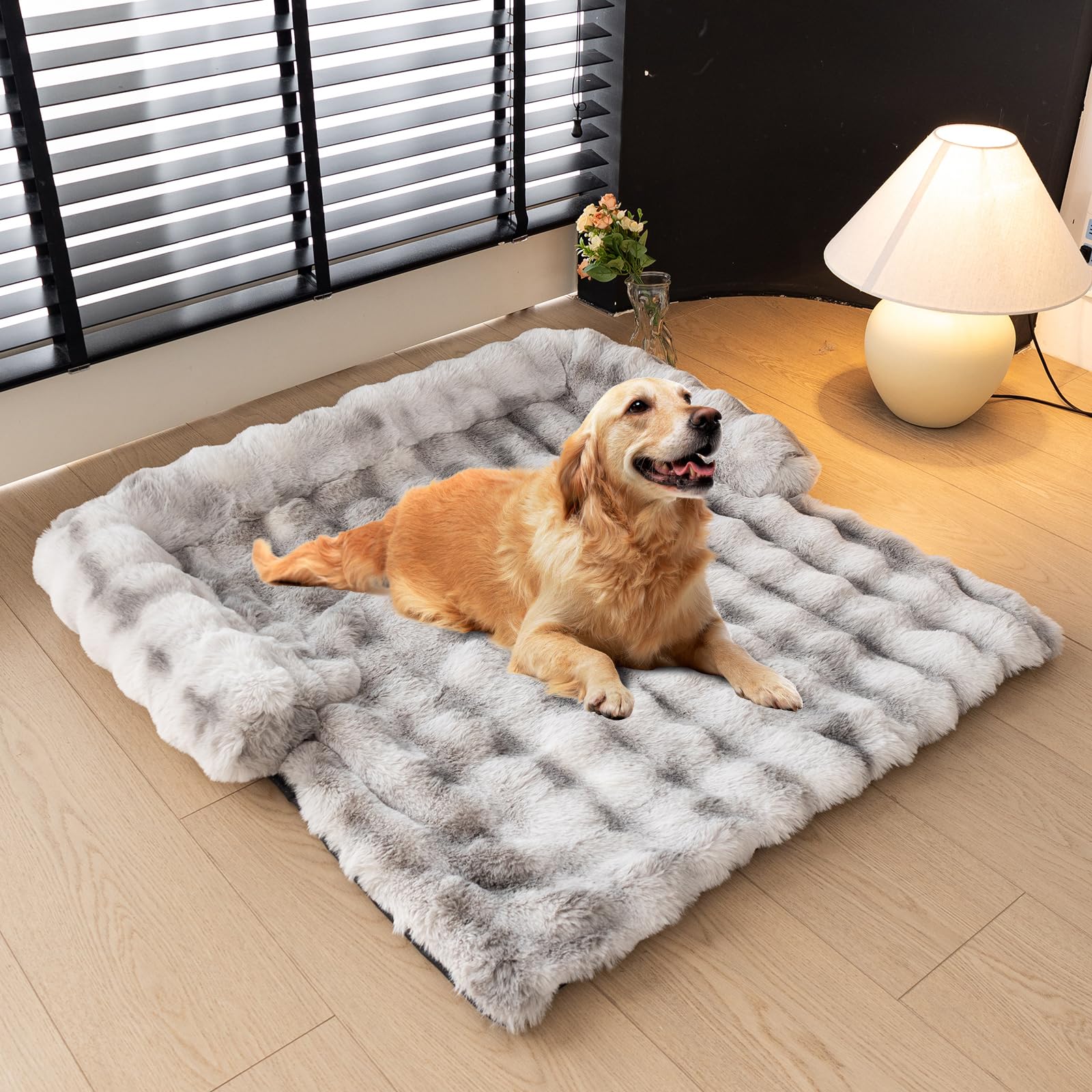 OKYUK Cuccia per cani, super comoda, per divano, lavabile a mano, antiscivolo, adatta per cani (grigio Shaggy, lunghezza 75 x larghezza 75 x altezza 13 cm)