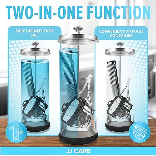 Miniatura 5 de JJ CARE Tarro desinfectante (35 onzas) – Tarro desinfectante de peluquero, recipiente desinfectante con colador extraíble de acero inoxidable y tapa