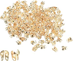 Uxcell 720Pcs Gold Bead Tips / Knot Covers | 7.7mm Open Clamshell For Jewelry Making | DIY Findings - View #6