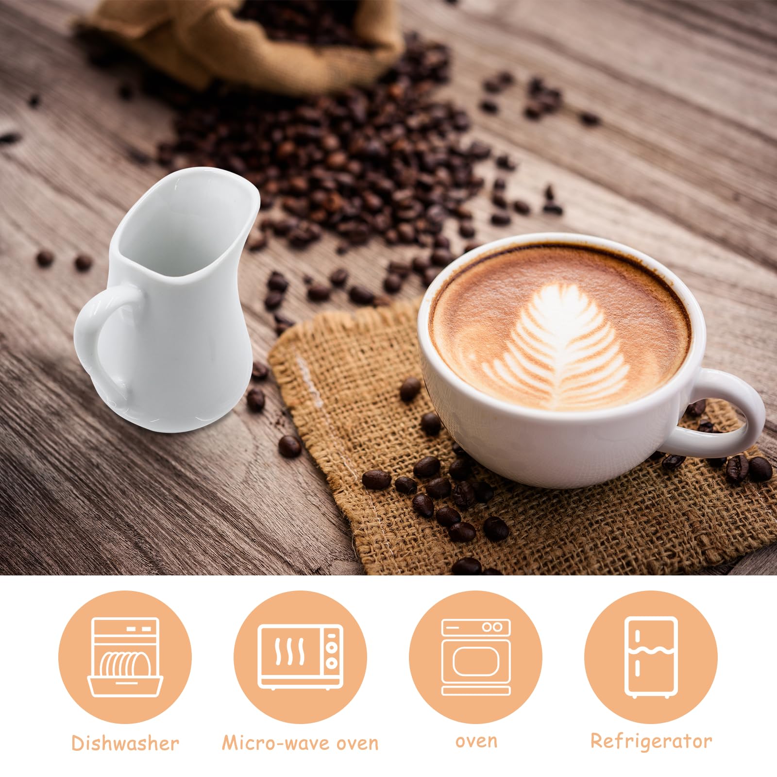 CONNECTION 4 Pezzi Bricco Latte Piccolo 80ml Mini Bricco Latte Mini Brocca per Latte in Ceramica Piccole Brocche per Latte con Manico Bricco Latte Porcellana Mini Lattiera per Caffè Panna Succo Bianco
